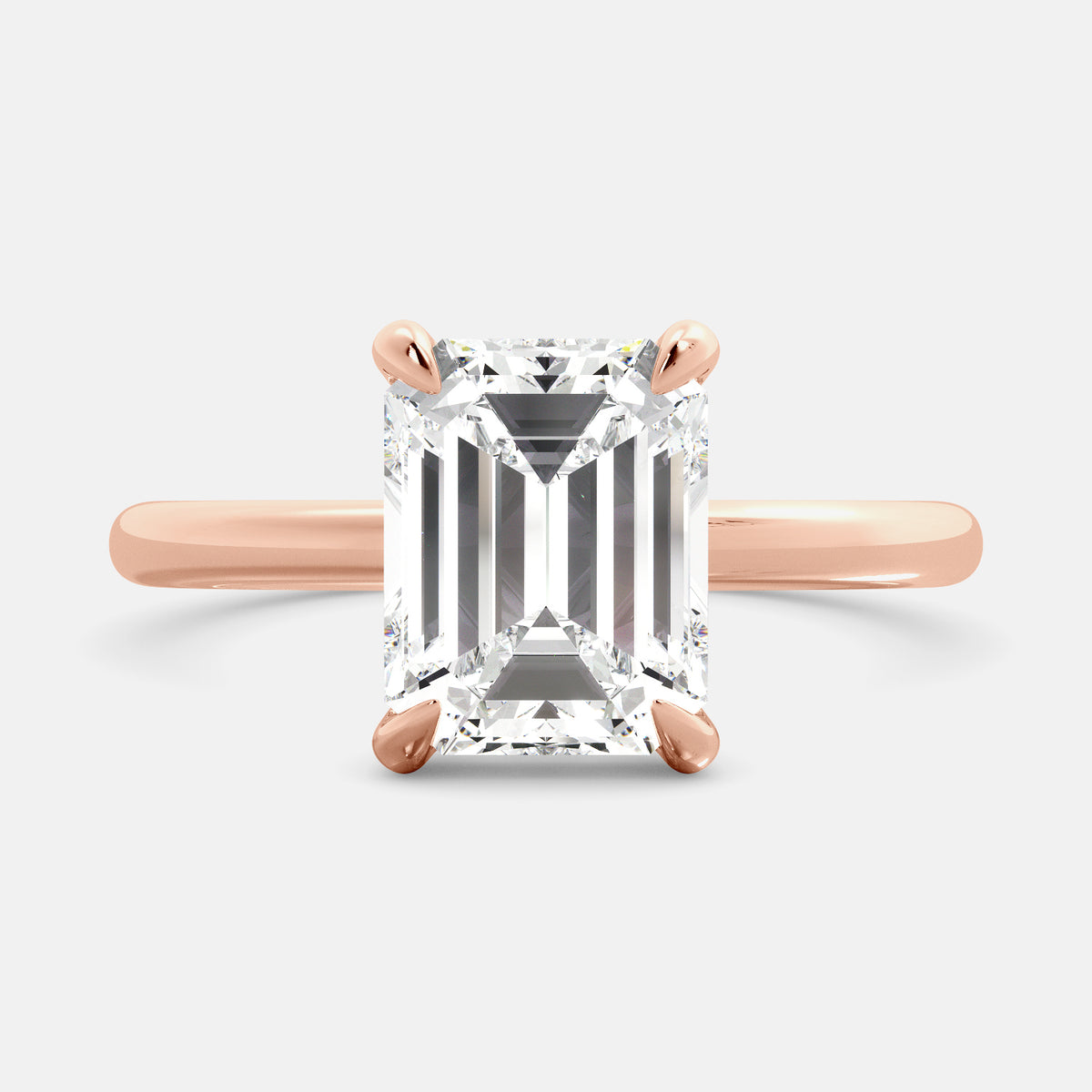 Amethyst Emerald-Cut Birthstone Solitaire Ring