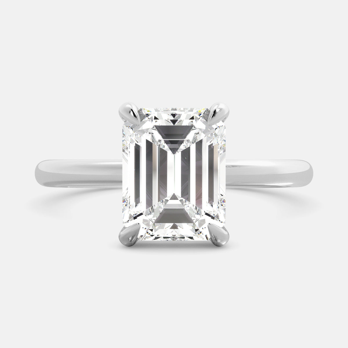 Amethyst Emerald-Cut Birthstone Solitaire Ring