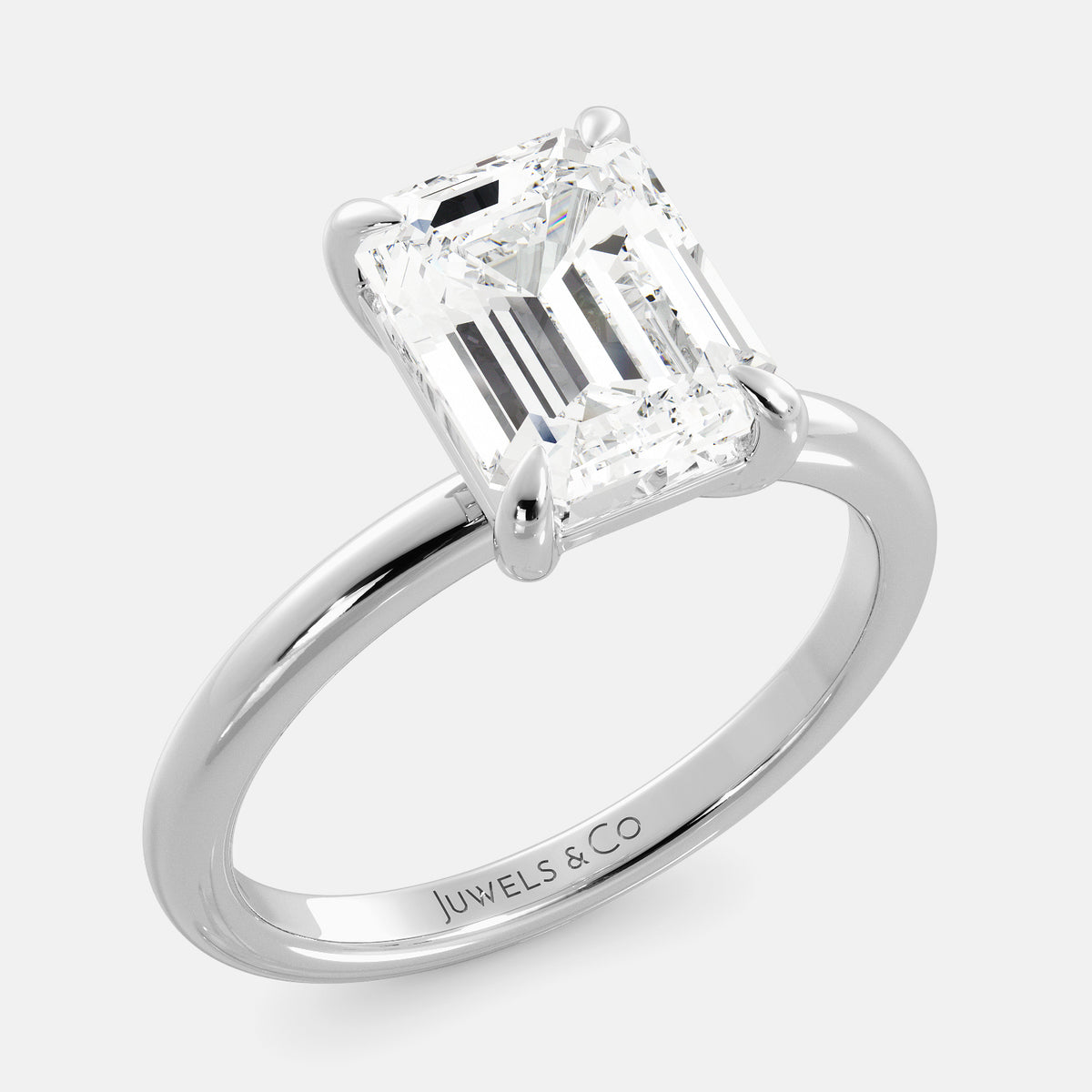 Amethyst Emerald-Cut Birthstone Solitaire Ring