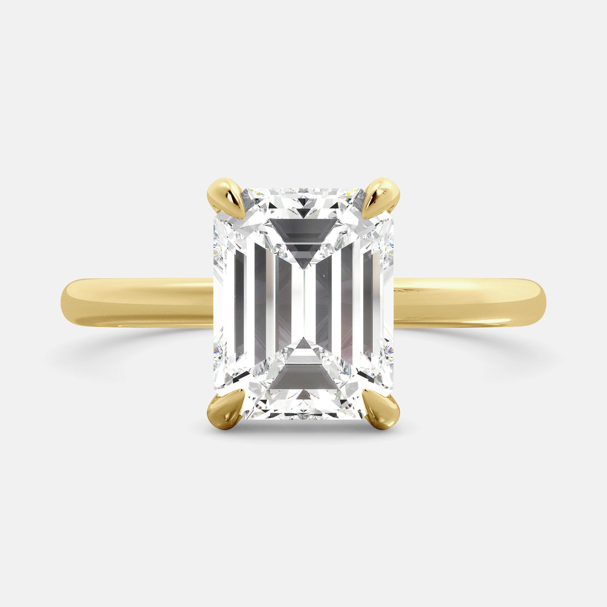 Amethyst Emerald-Cut Birthstone Solitaire Ring