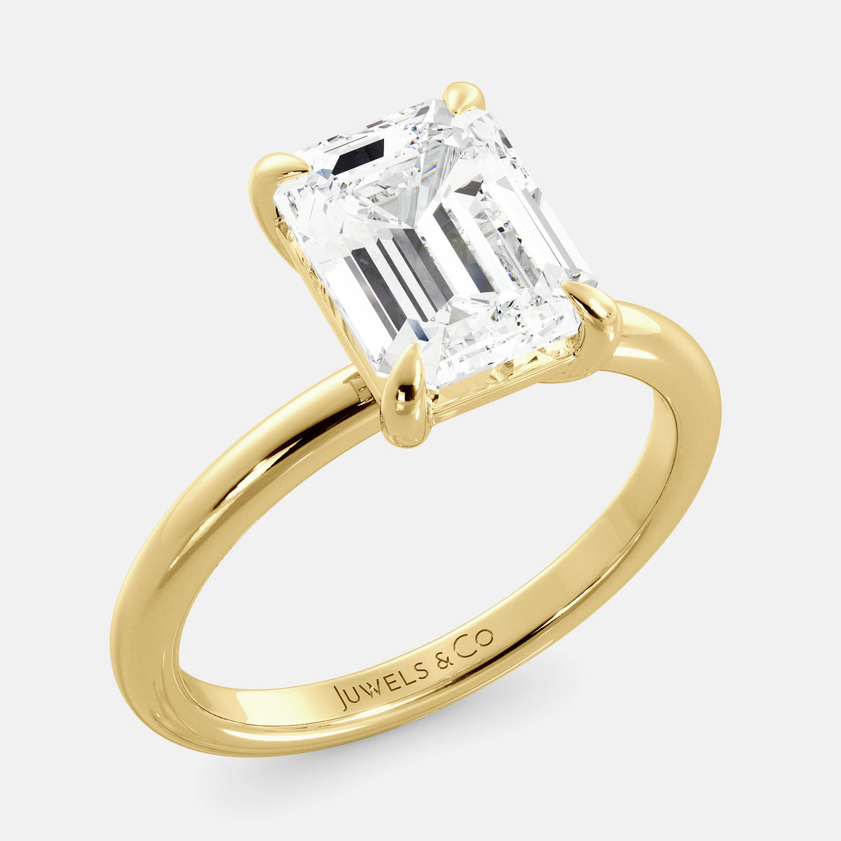 Amethyst Emerald-Cut Birthstone Solitaire Ring