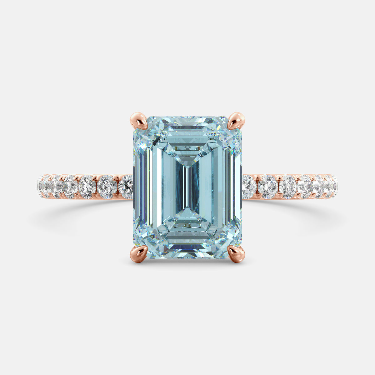 Emerald Solitaire Ring with Pavé