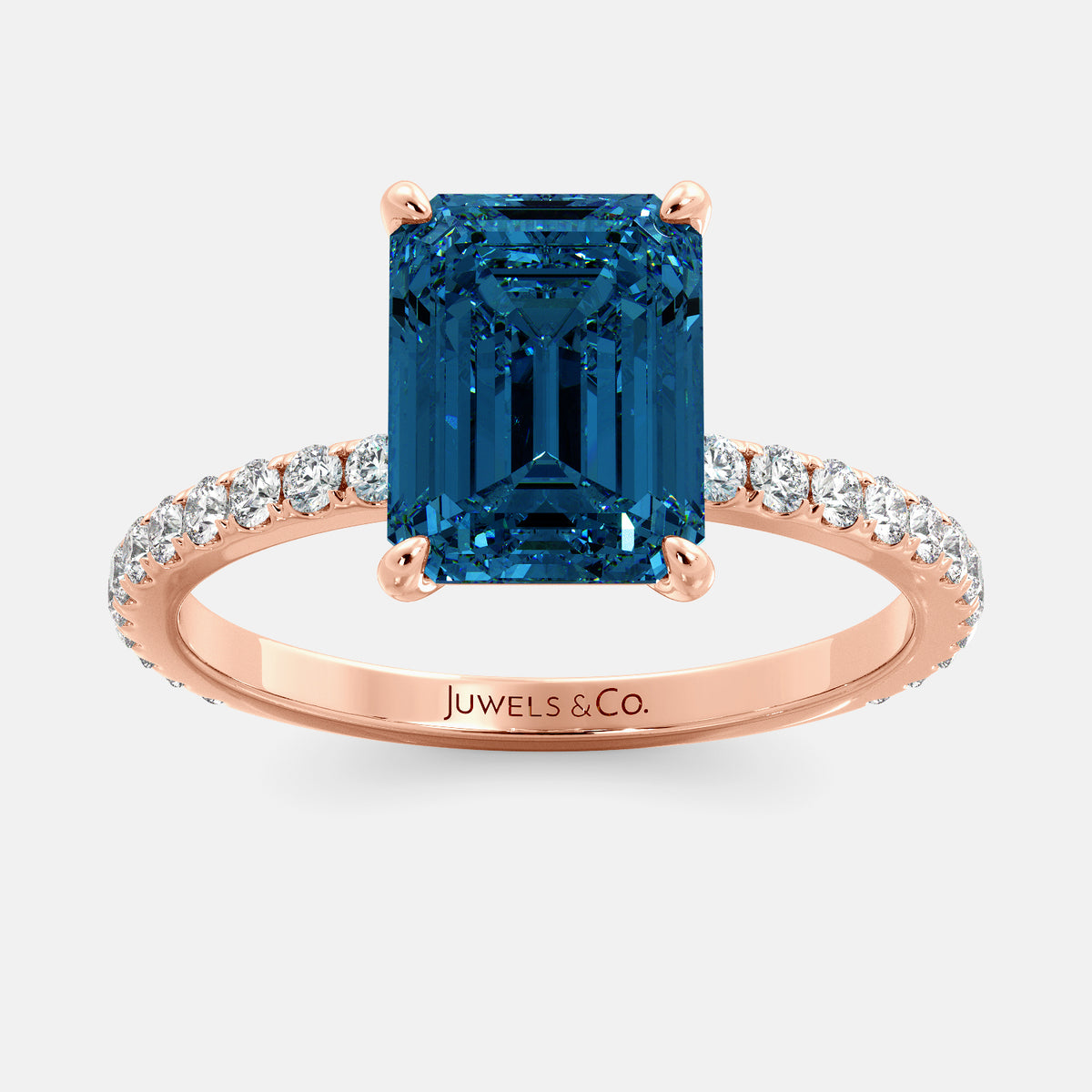 Emerald Solitaire Ring with Pavé