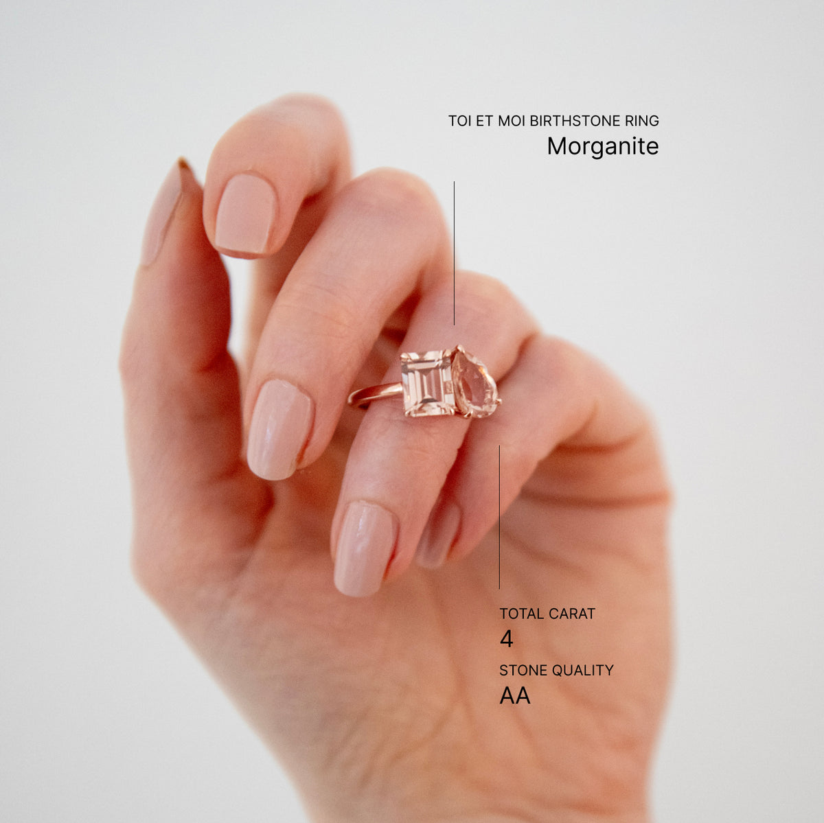 Morganite Toi et Moi Ring