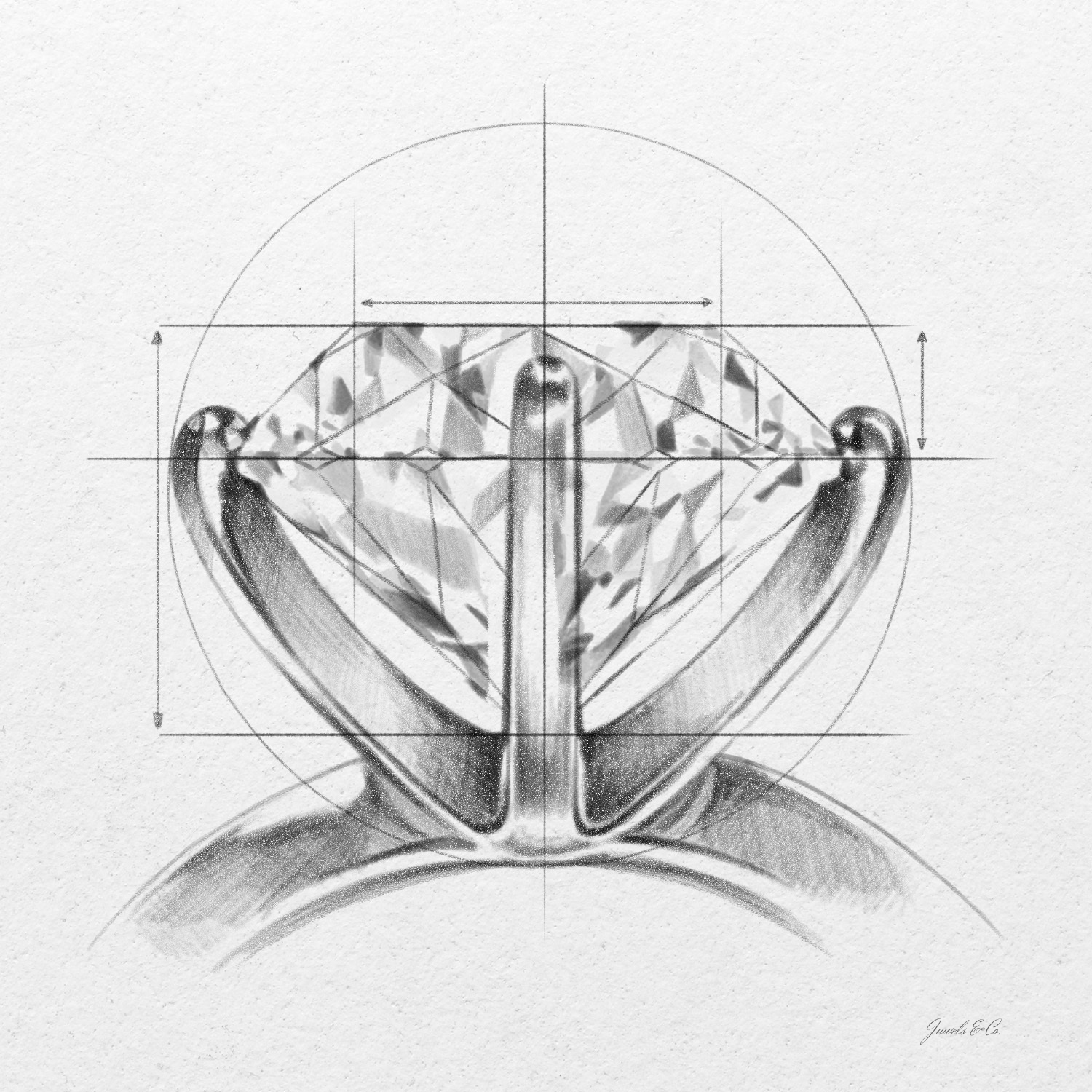 Technical Drawing of Diamond Ring Crown 