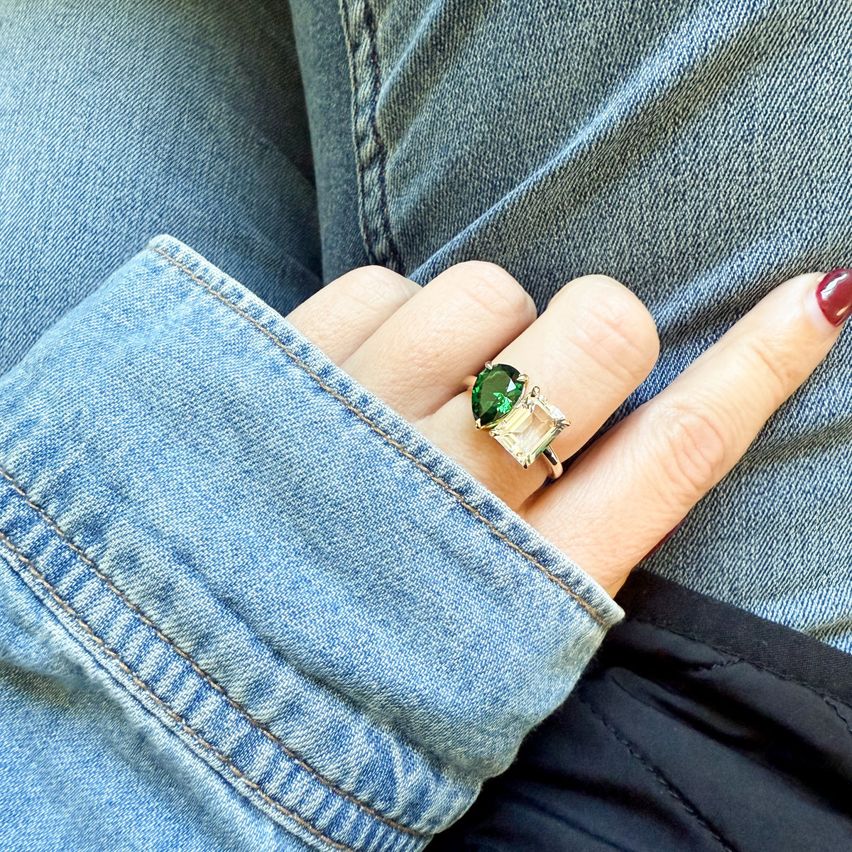 White Topaz Toi et Moi Ring