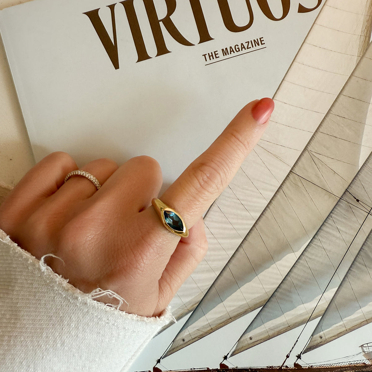 Dark Blue Evil Eye Ring