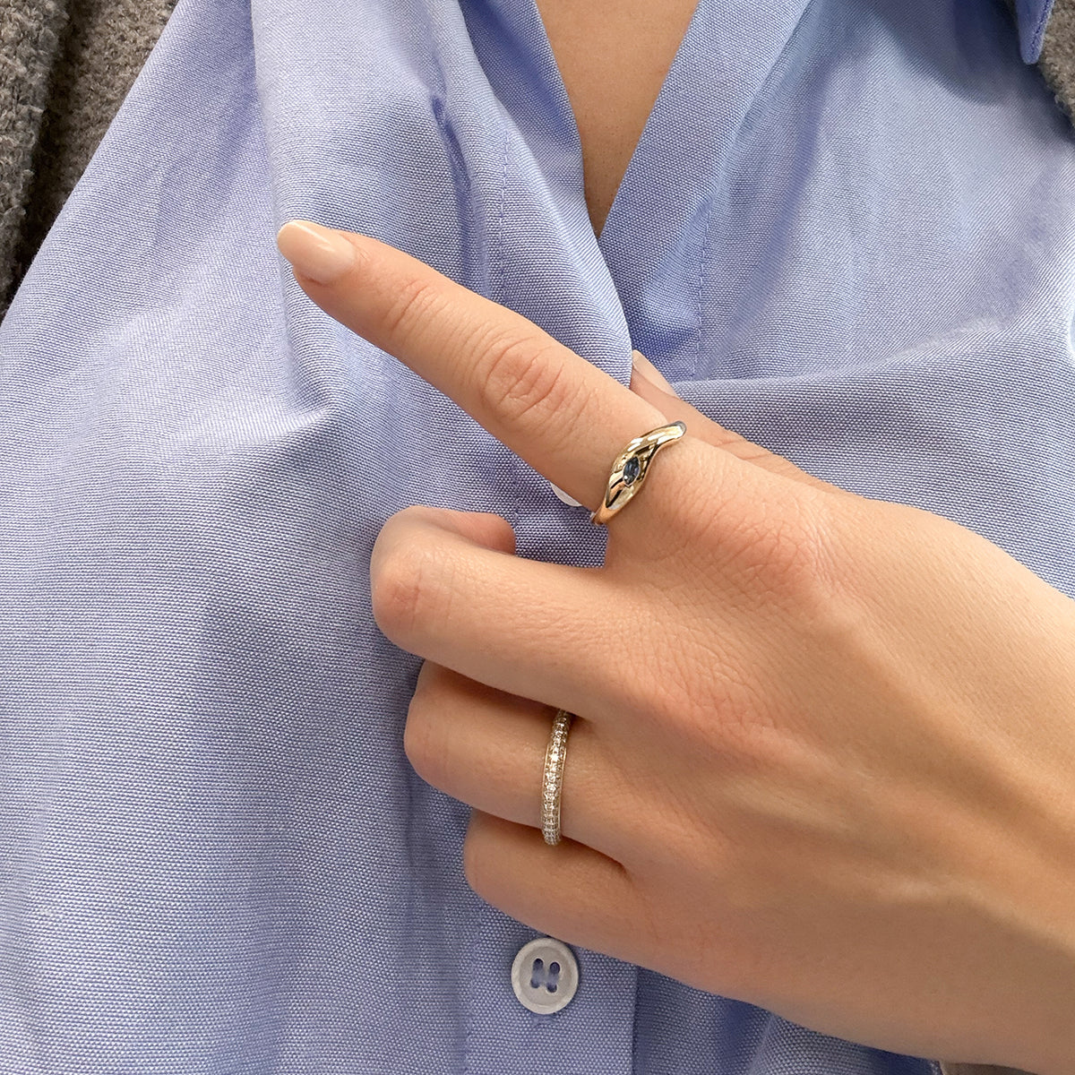 Wave Rings — Deep Sea, The Crest, and Calm Sea in solid 14k gold