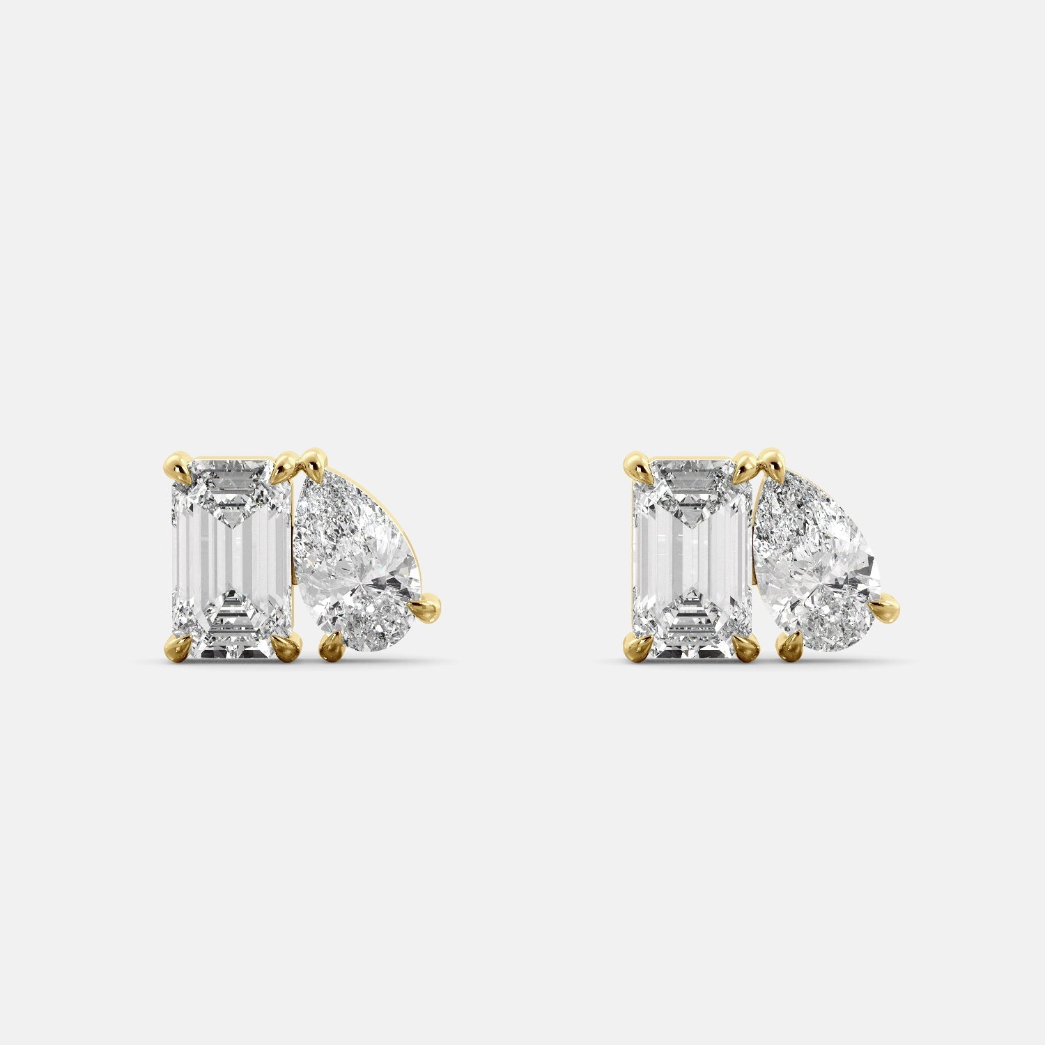 Toi et Moi Diamond Studs in solid 14k gold