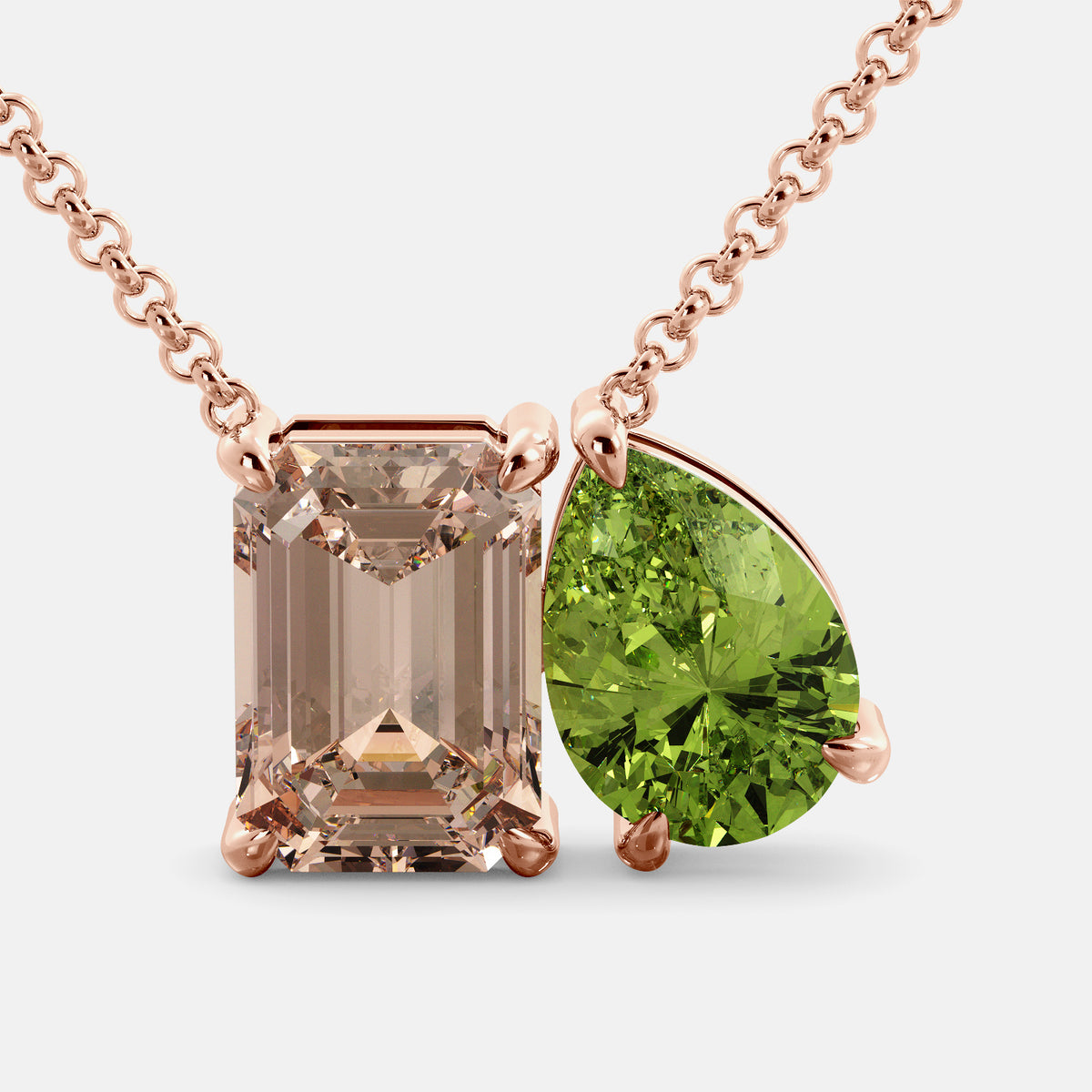 Morganite Toi et Moi Necklace