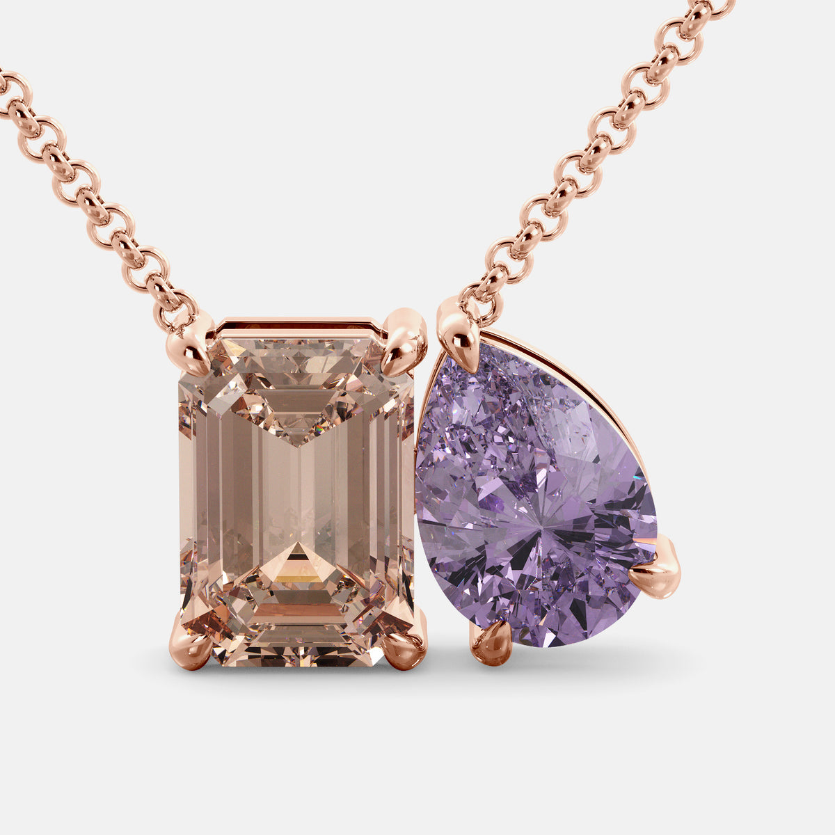 Morganite Toi et Moi Necklace