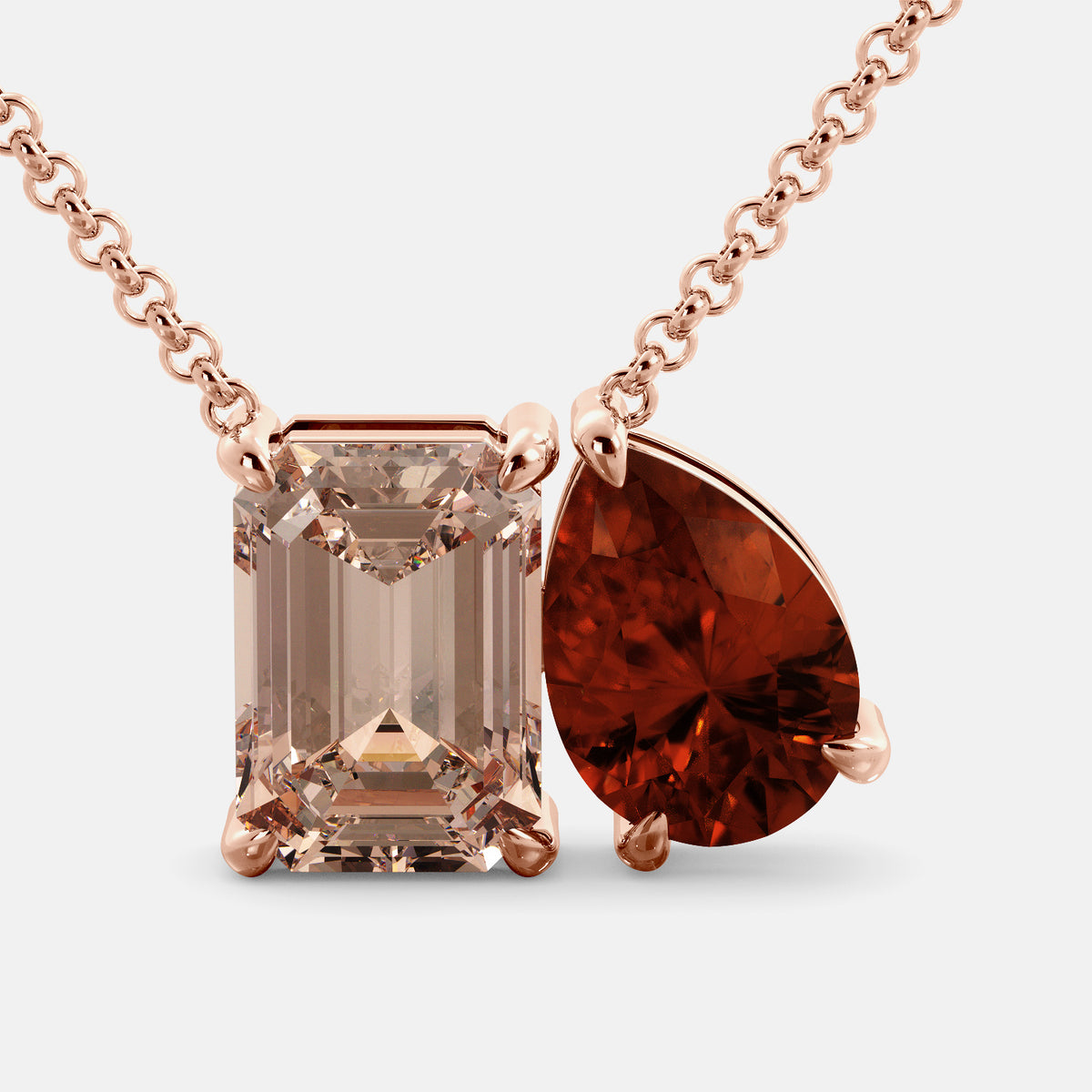 Morganite Toi et Moi Necklace