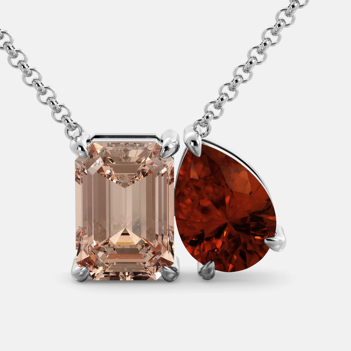 Morganite Toi et Moi Necklace