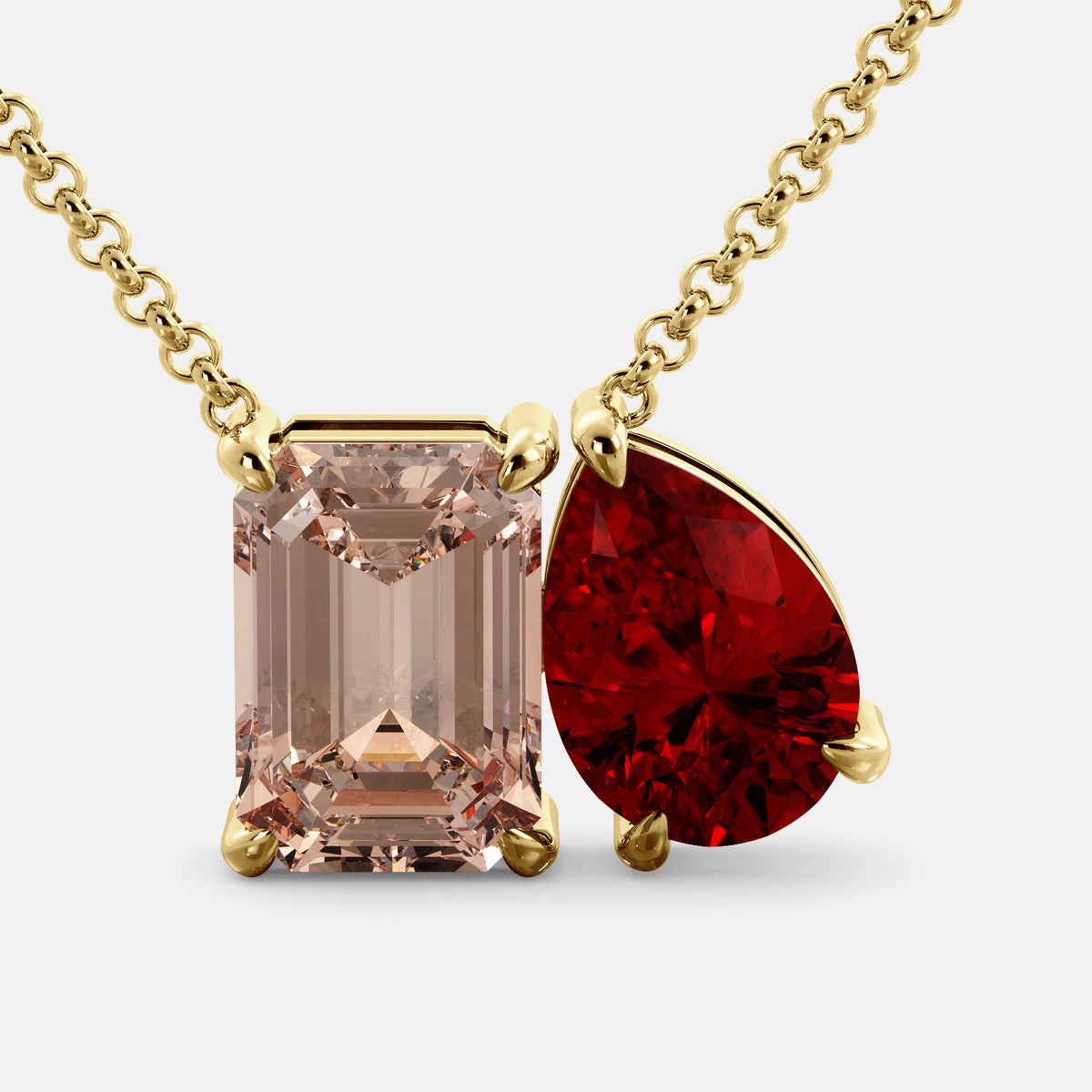 Morganite Toi et Moi Necklace