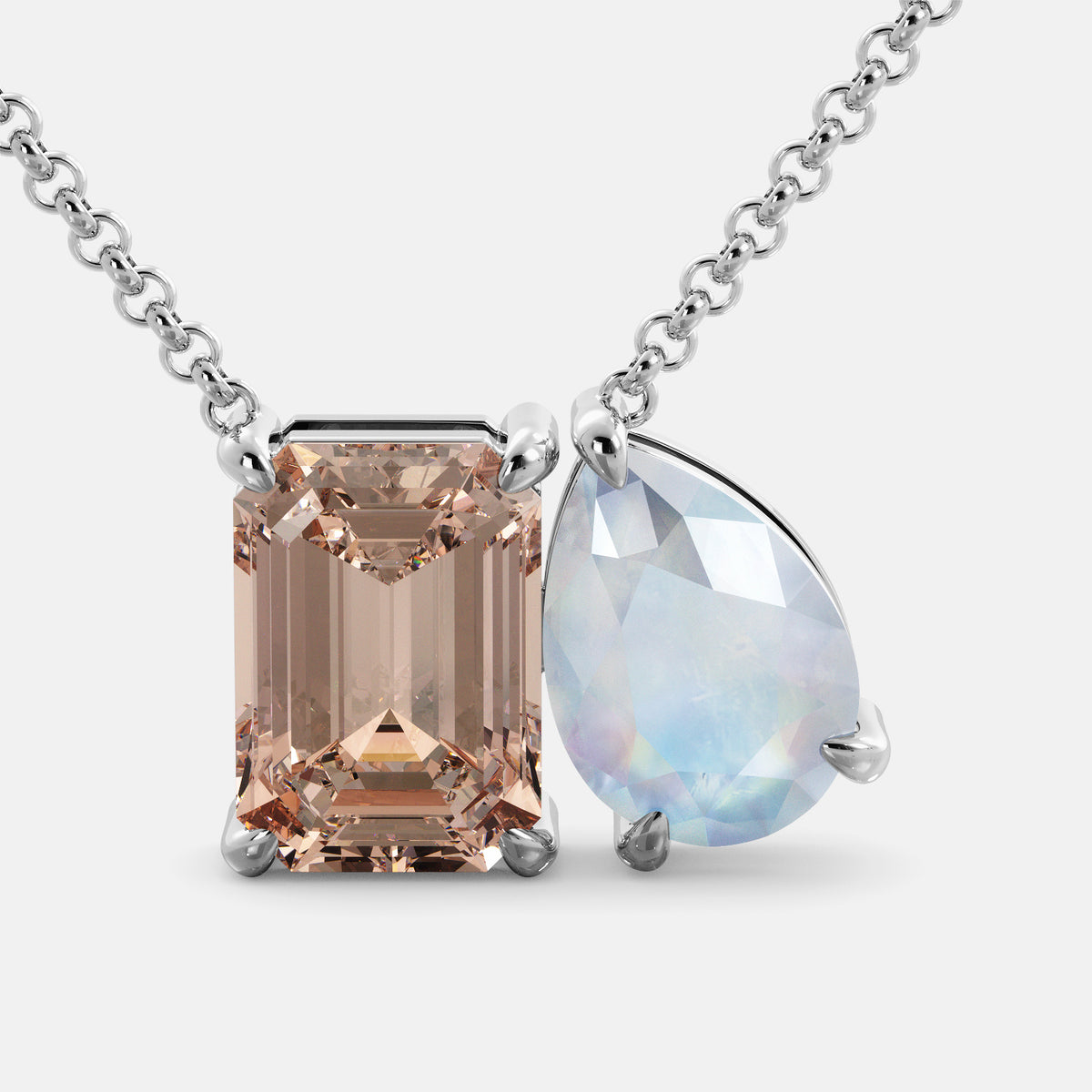 Morganite Toi et Moi Necklace