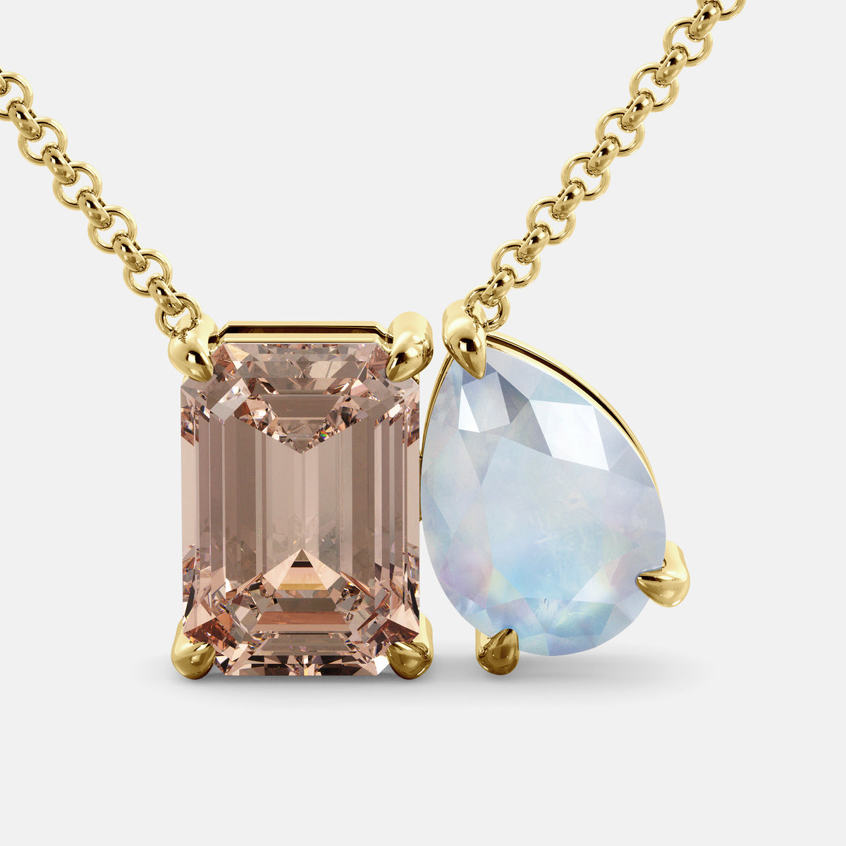 Morganite Toi et Moi Necklace