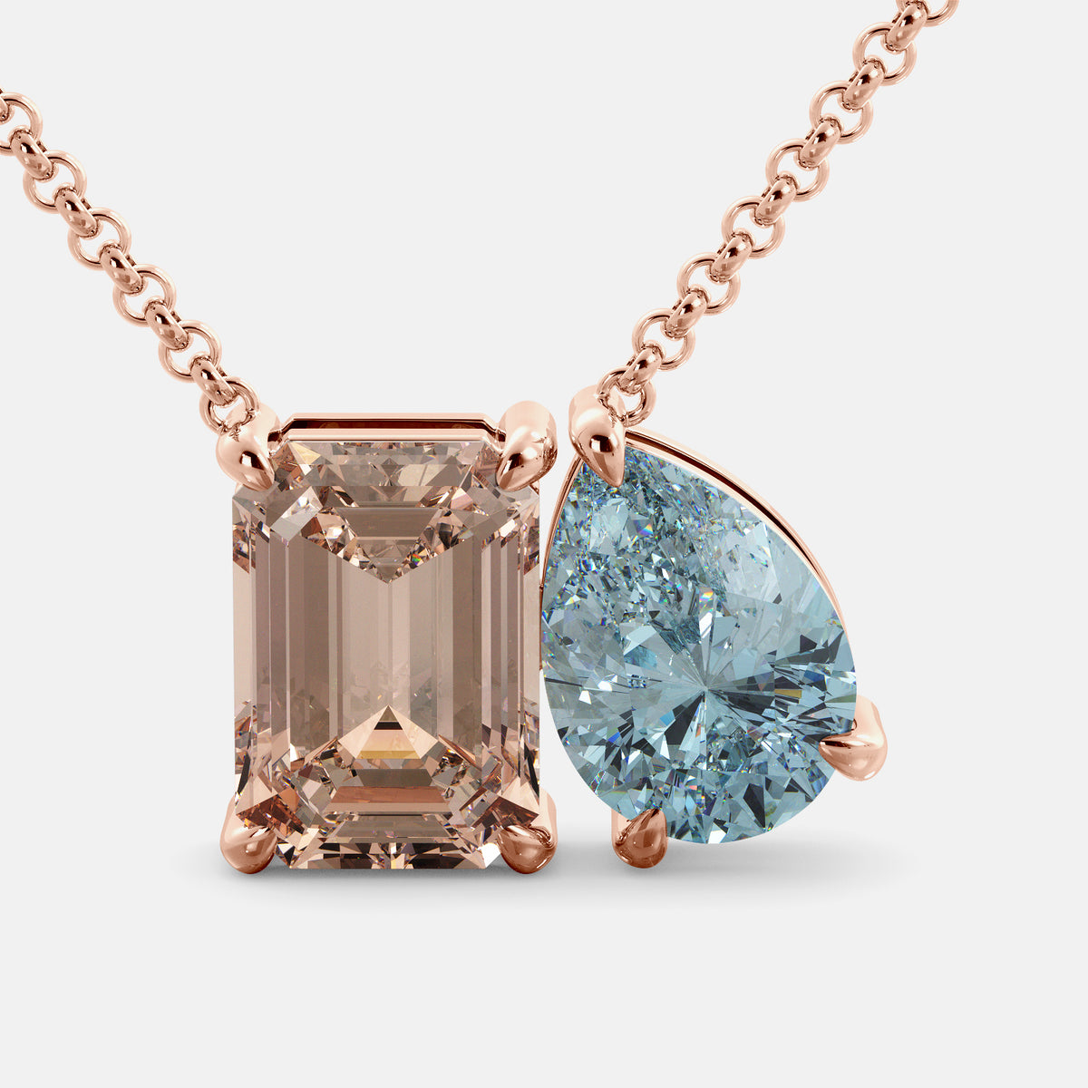 Morganite Toi et Moi Necklace