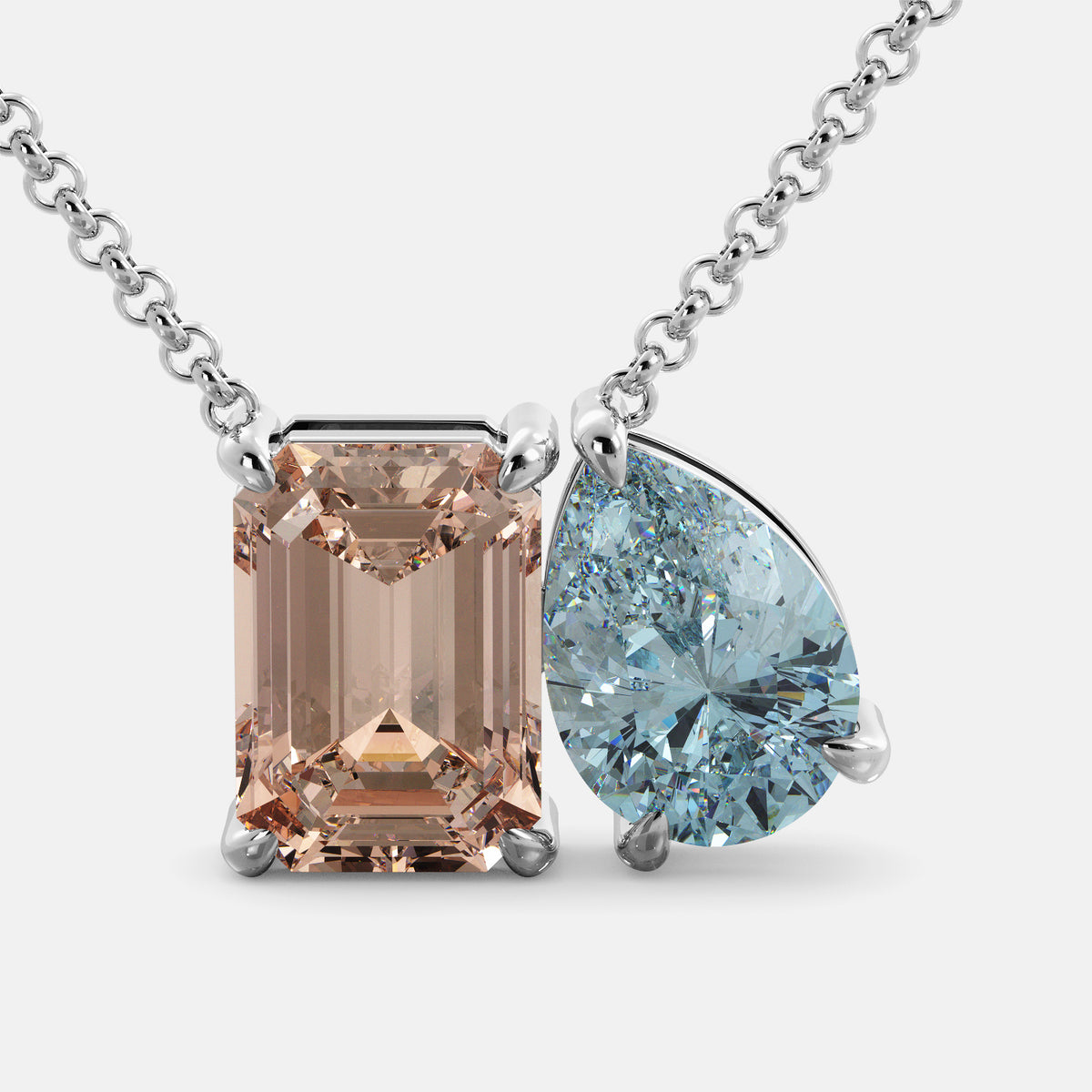 Morganite Toi et Moi Necklace