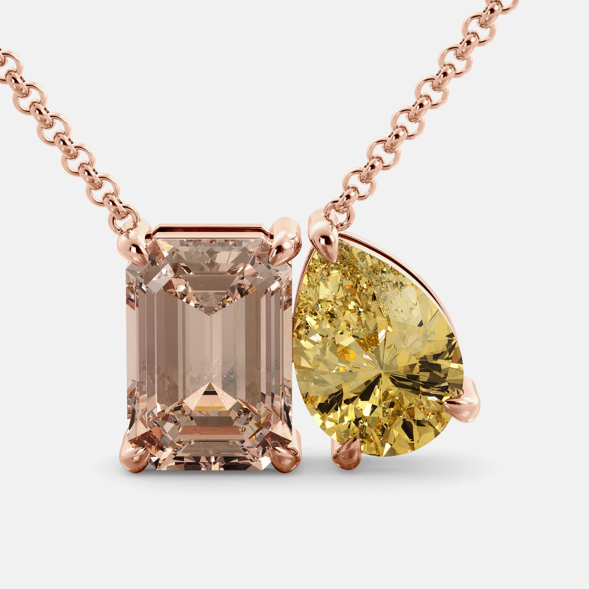 Morganite Toi et Moi Necklace