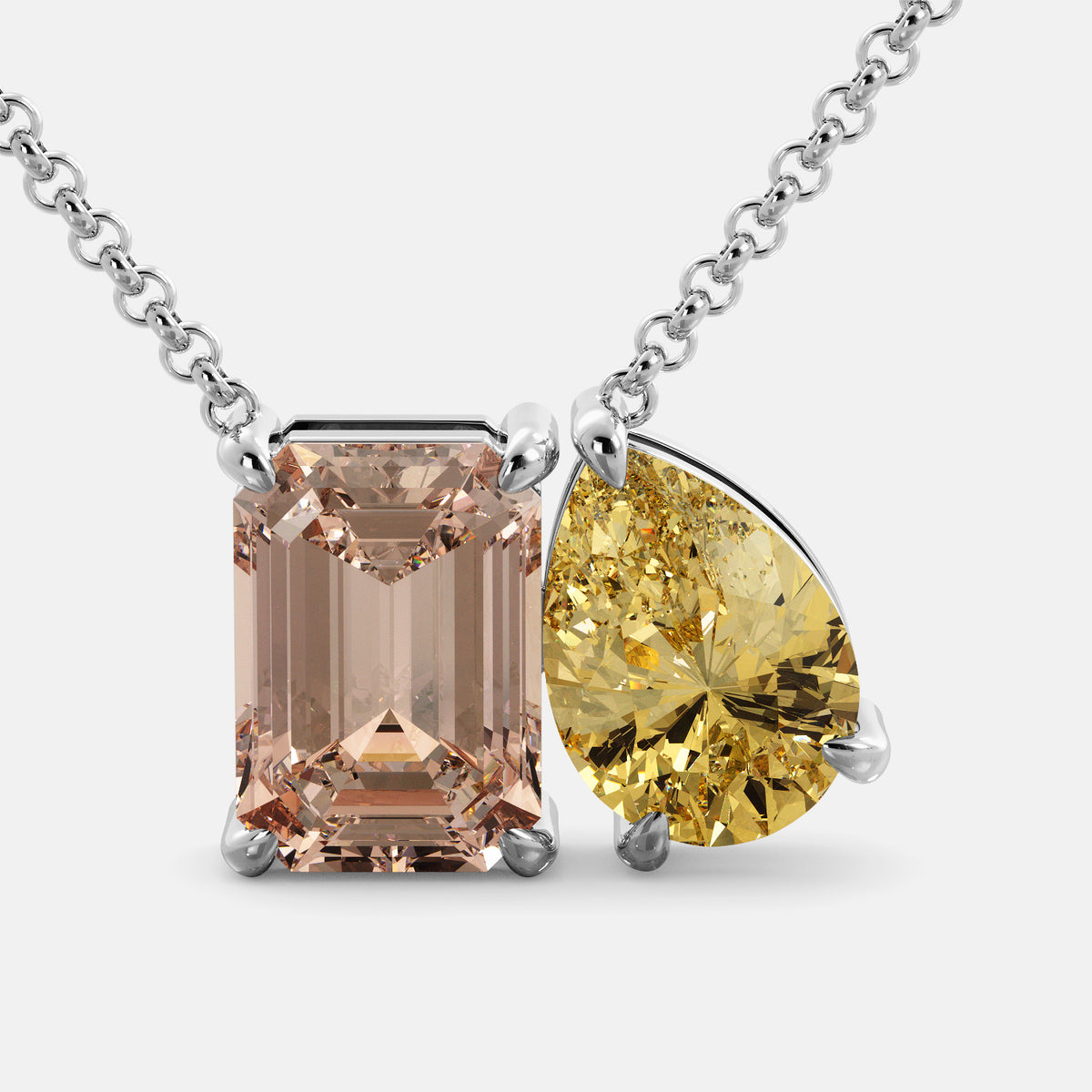 Morganite Toi et Moi Necklace