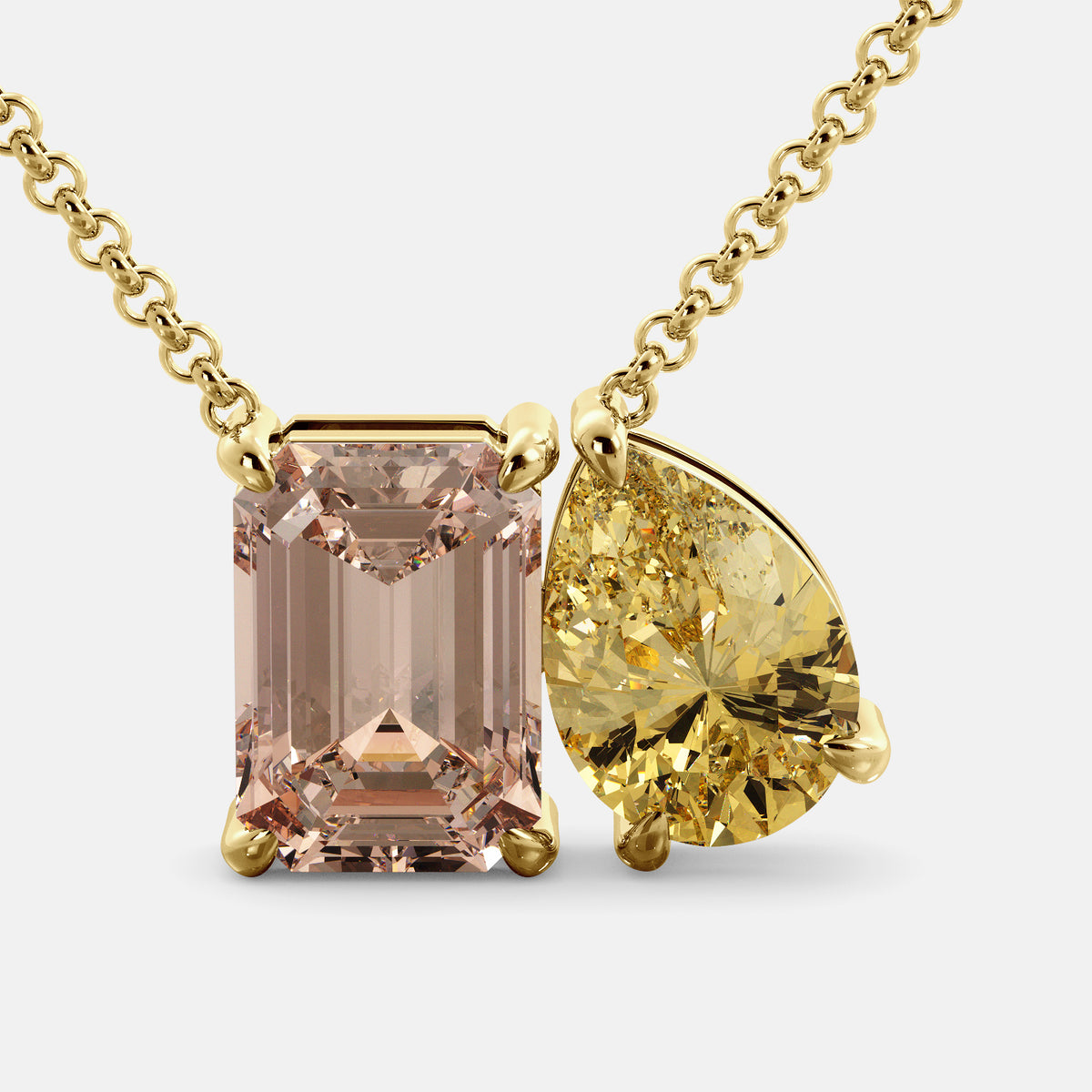 Morganite Toi et Moi Necklace