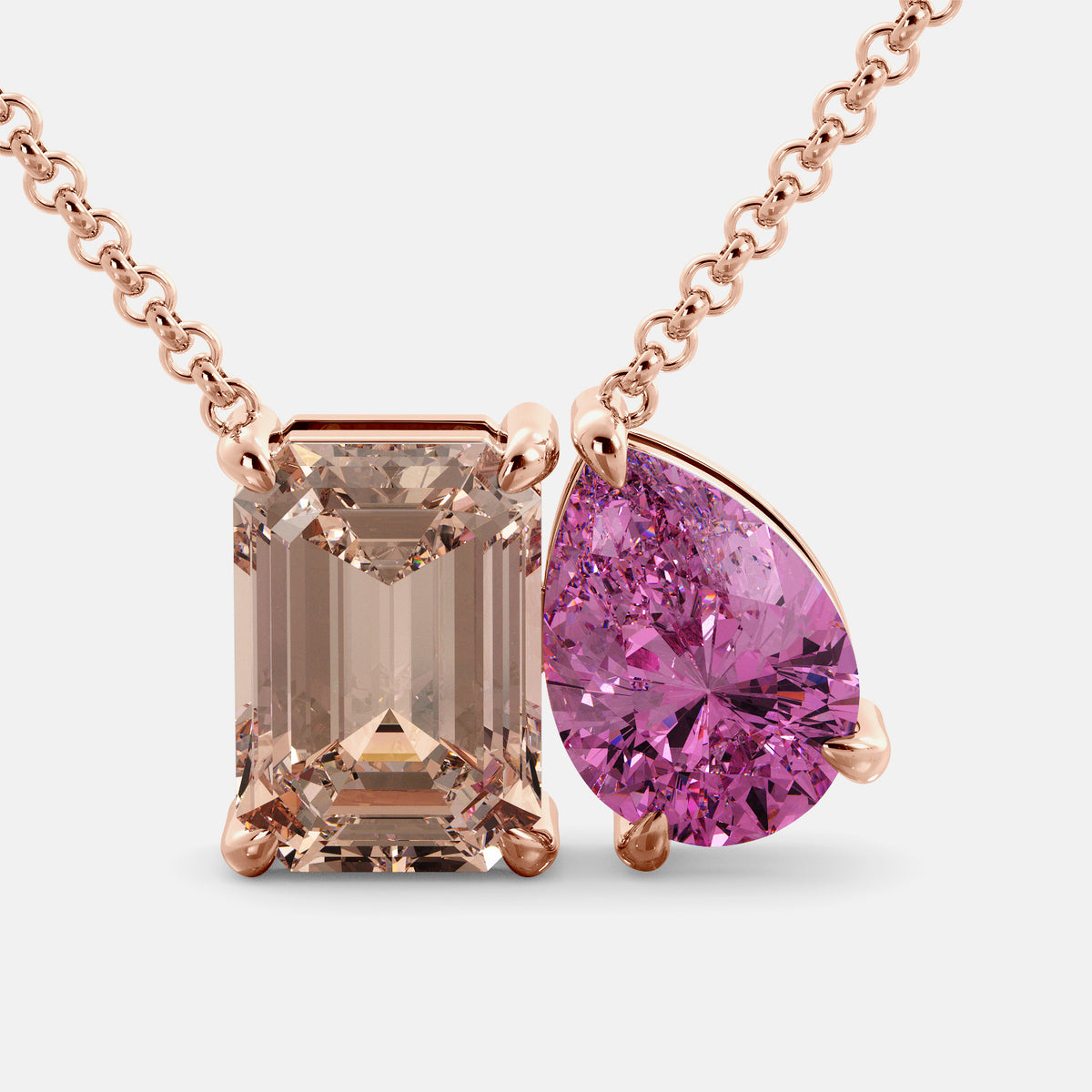 Morganite Toi et Moi Necklace