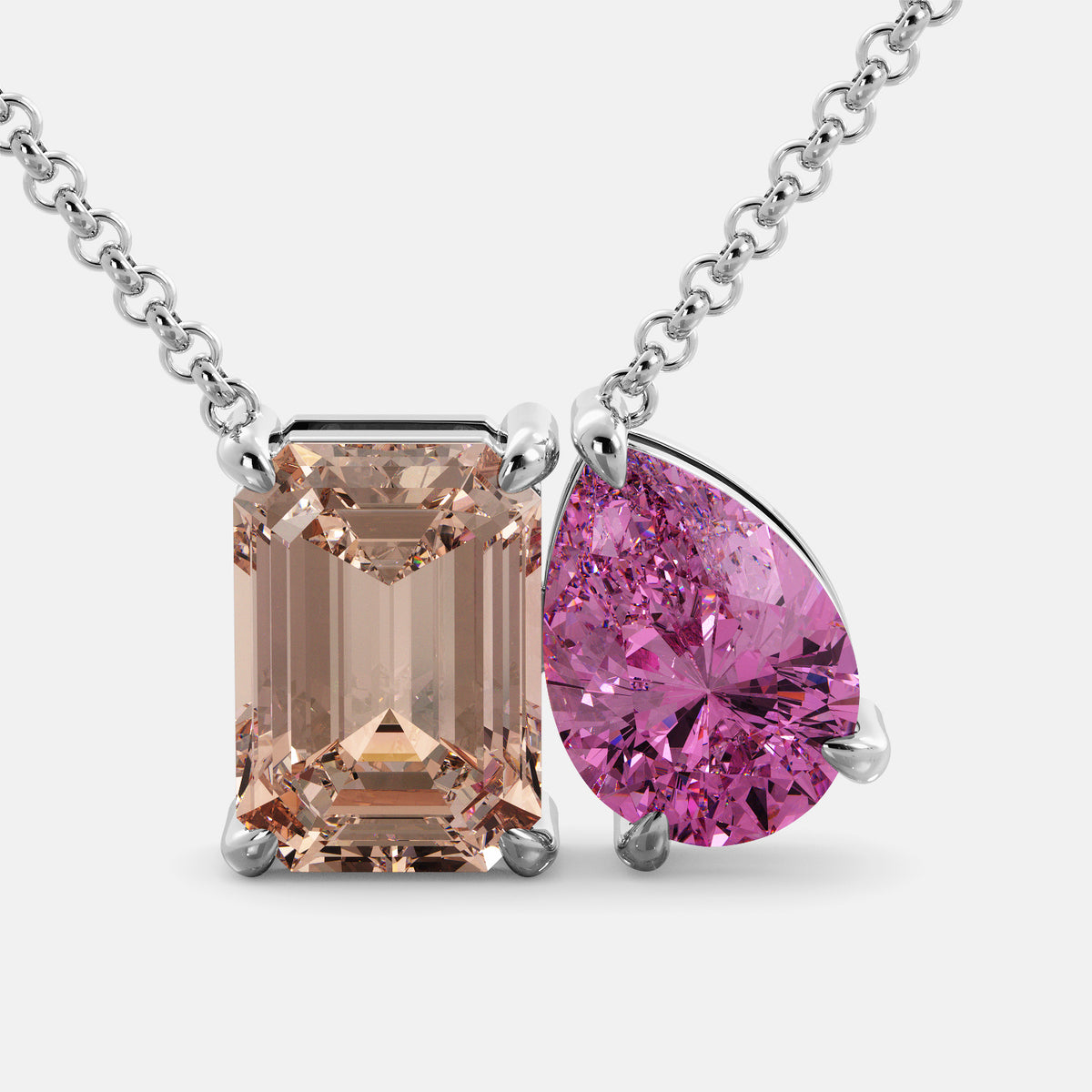 Morganite Toi et Moi Necklace