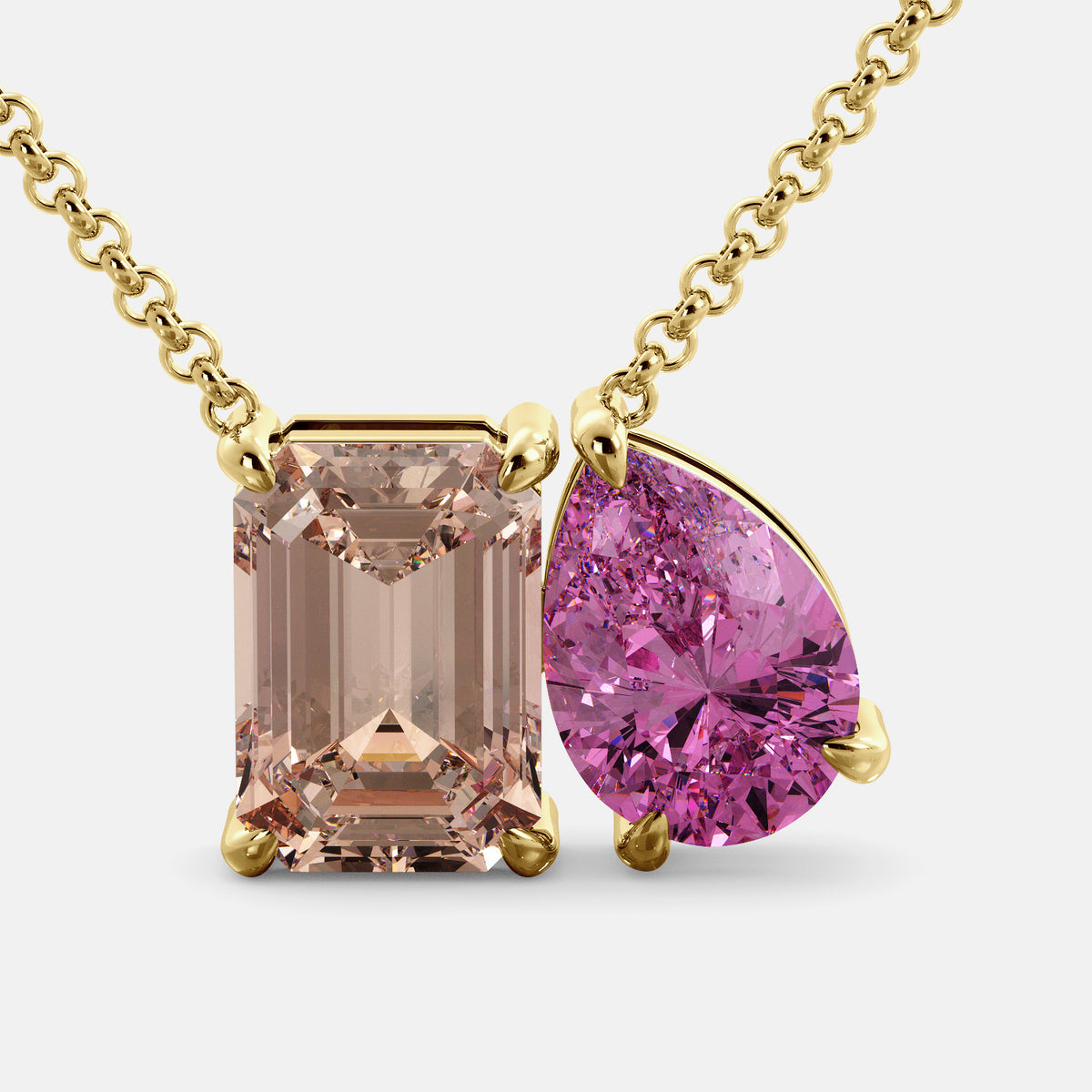Morganite Toi et Moi Necklace