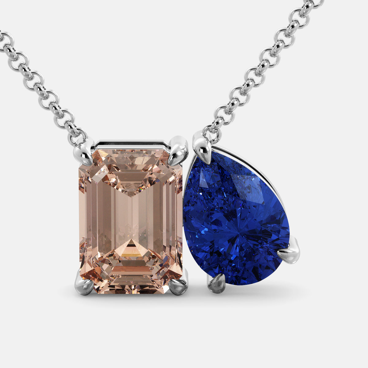 Morganite Toi et Moi Necklace