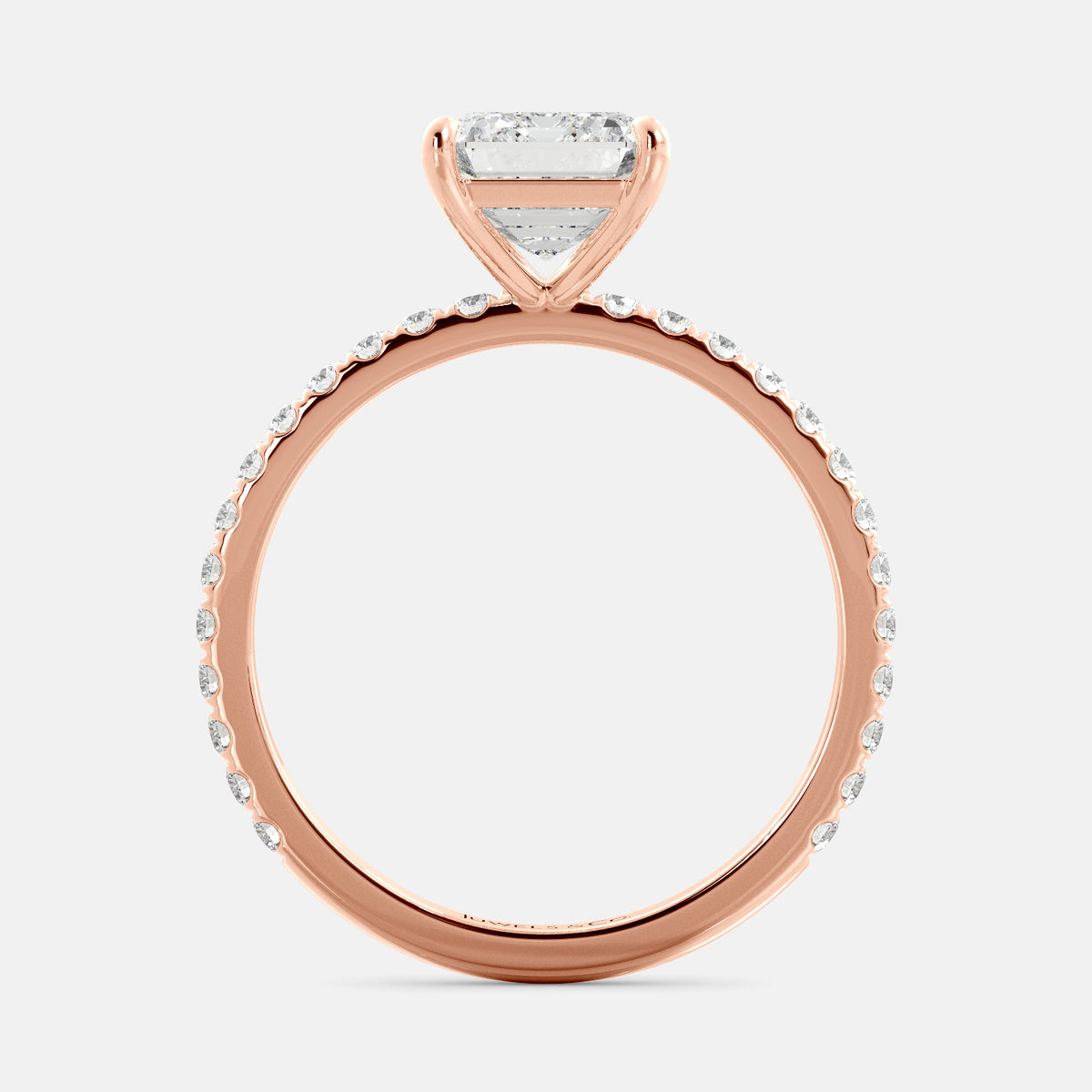 Emerald Solitaire Diamond Ring with Pavé