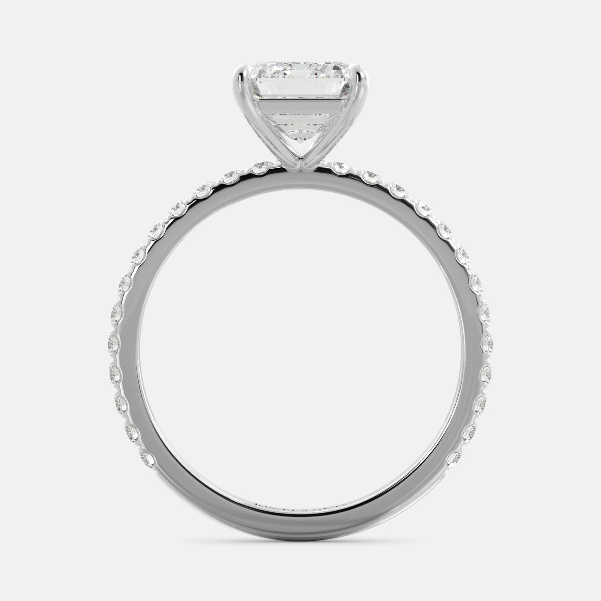 Emerald Solitaire Diamond Ring with Pavé