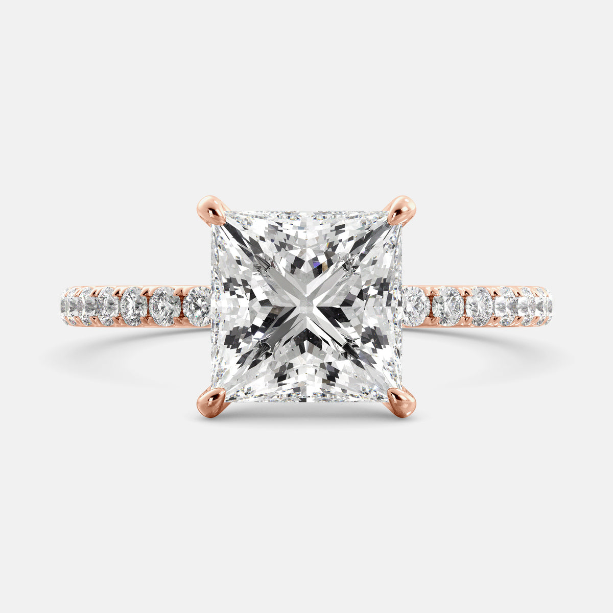 Cushion Solitaire Diamond Ring with Eternity Band