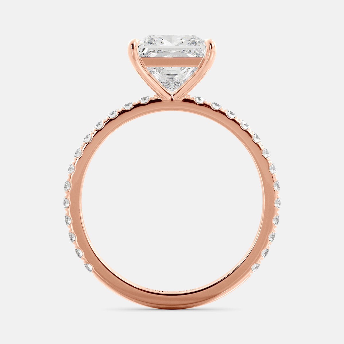 Cushion Solitaire Diamond Ring with Eternity Band