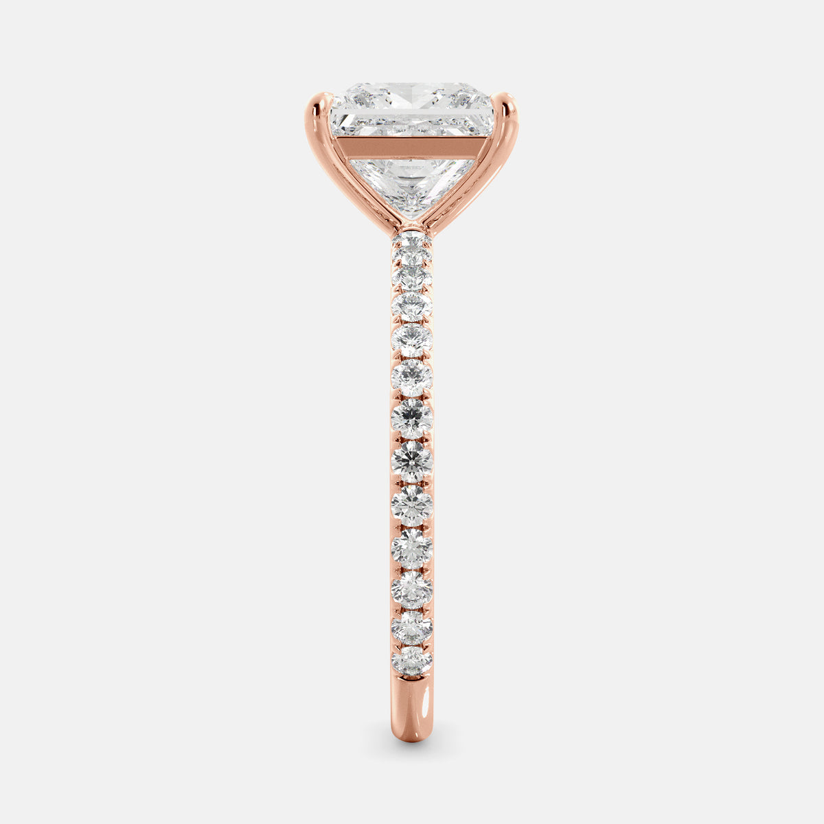Cushion Solitaire Diamond Ring with Eternity Band