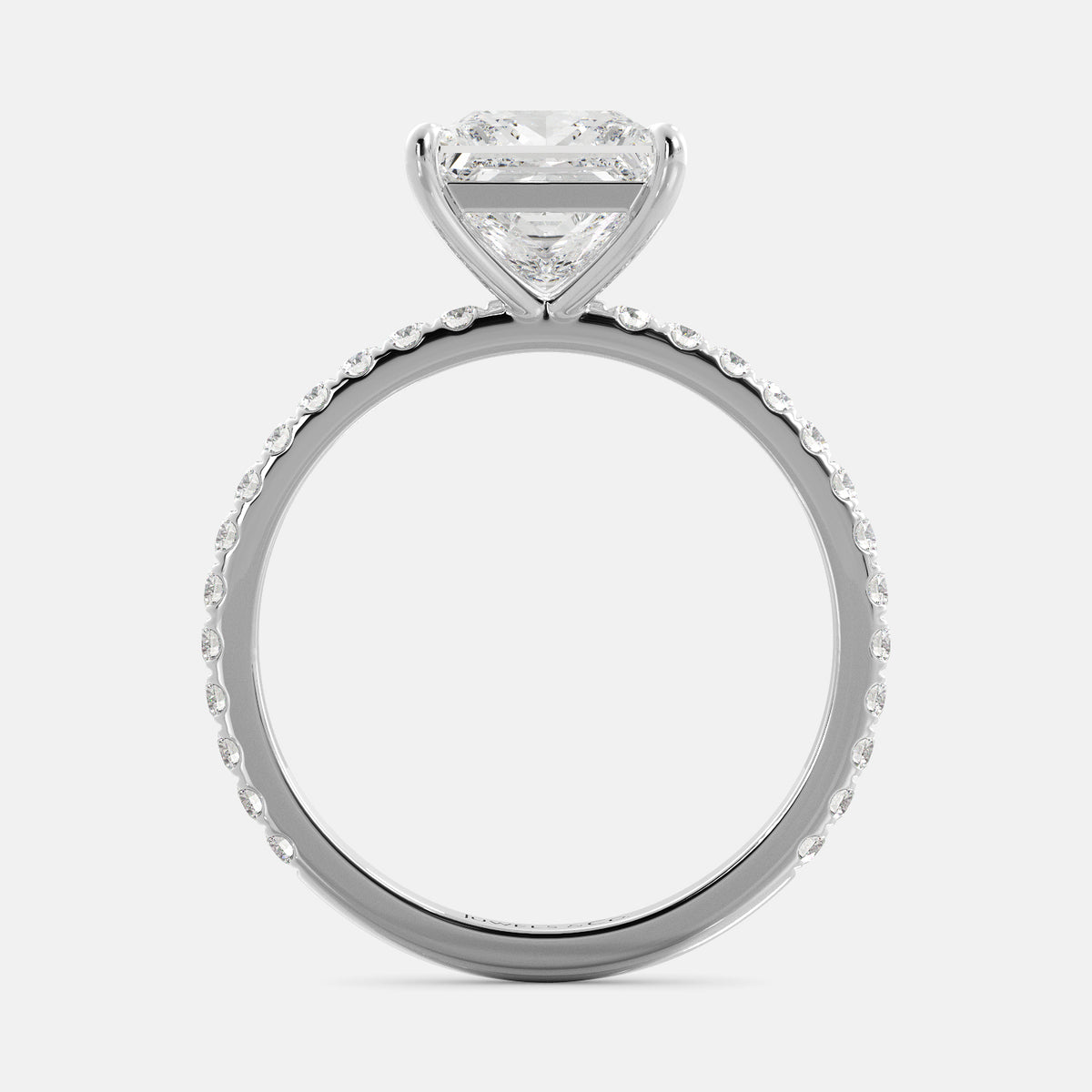 Cushion Solitaire Diamond Ring with Eternity Band