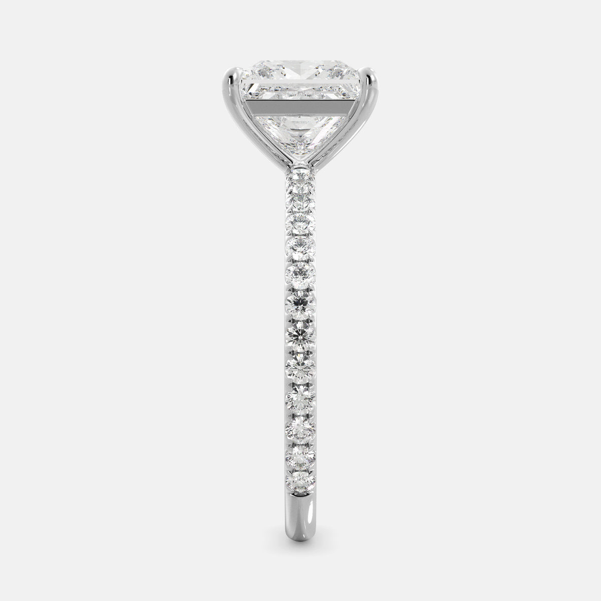 Cushion Solitaire Diamond Ring with Eternity Band