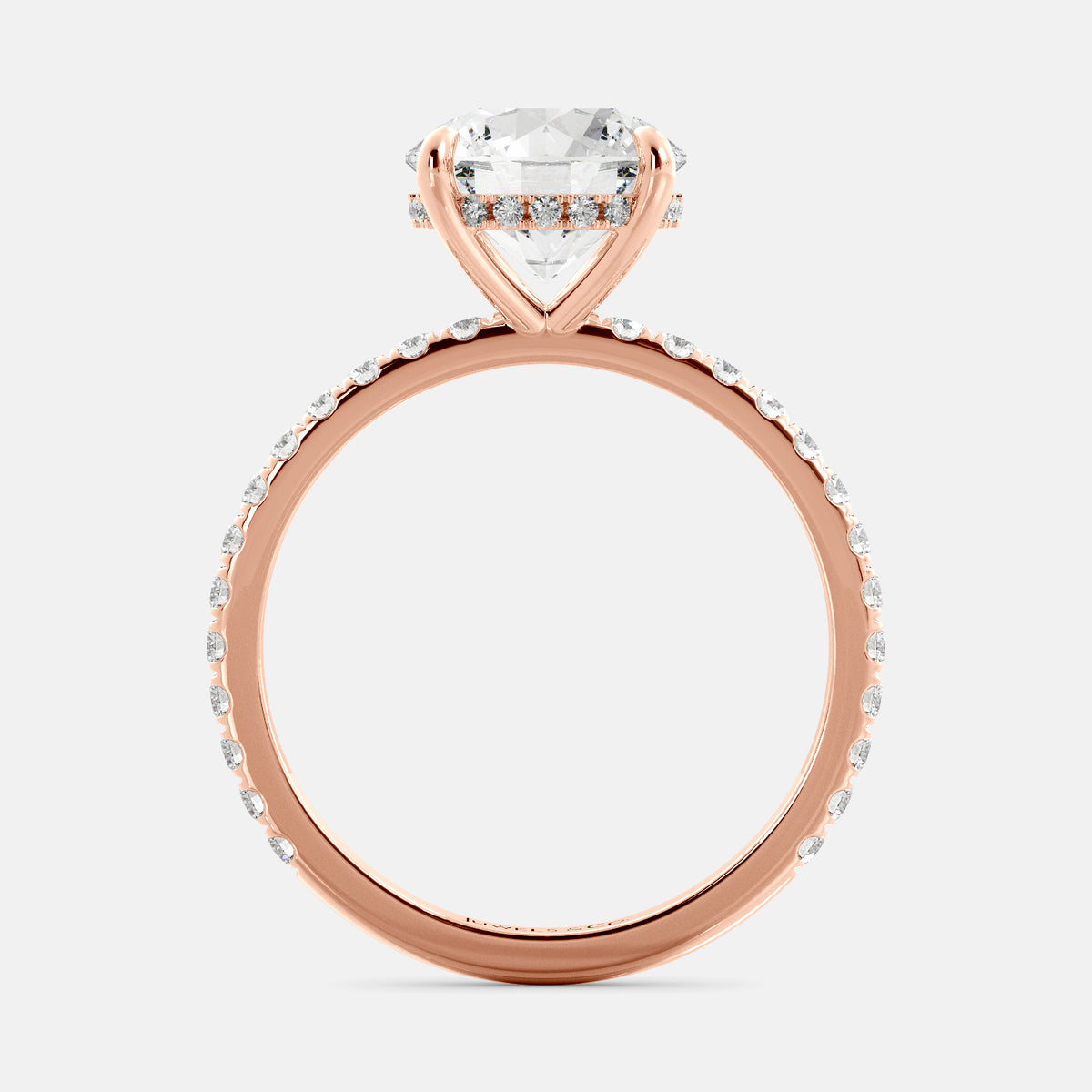 Round Solitaire Diamond Ring with Pavé