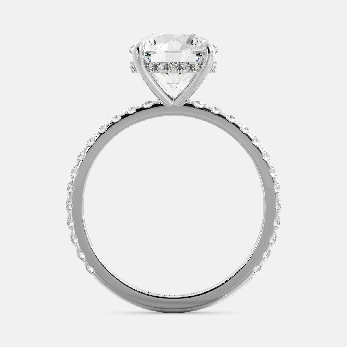 Round Solitaire Diamond Ring with Pavé