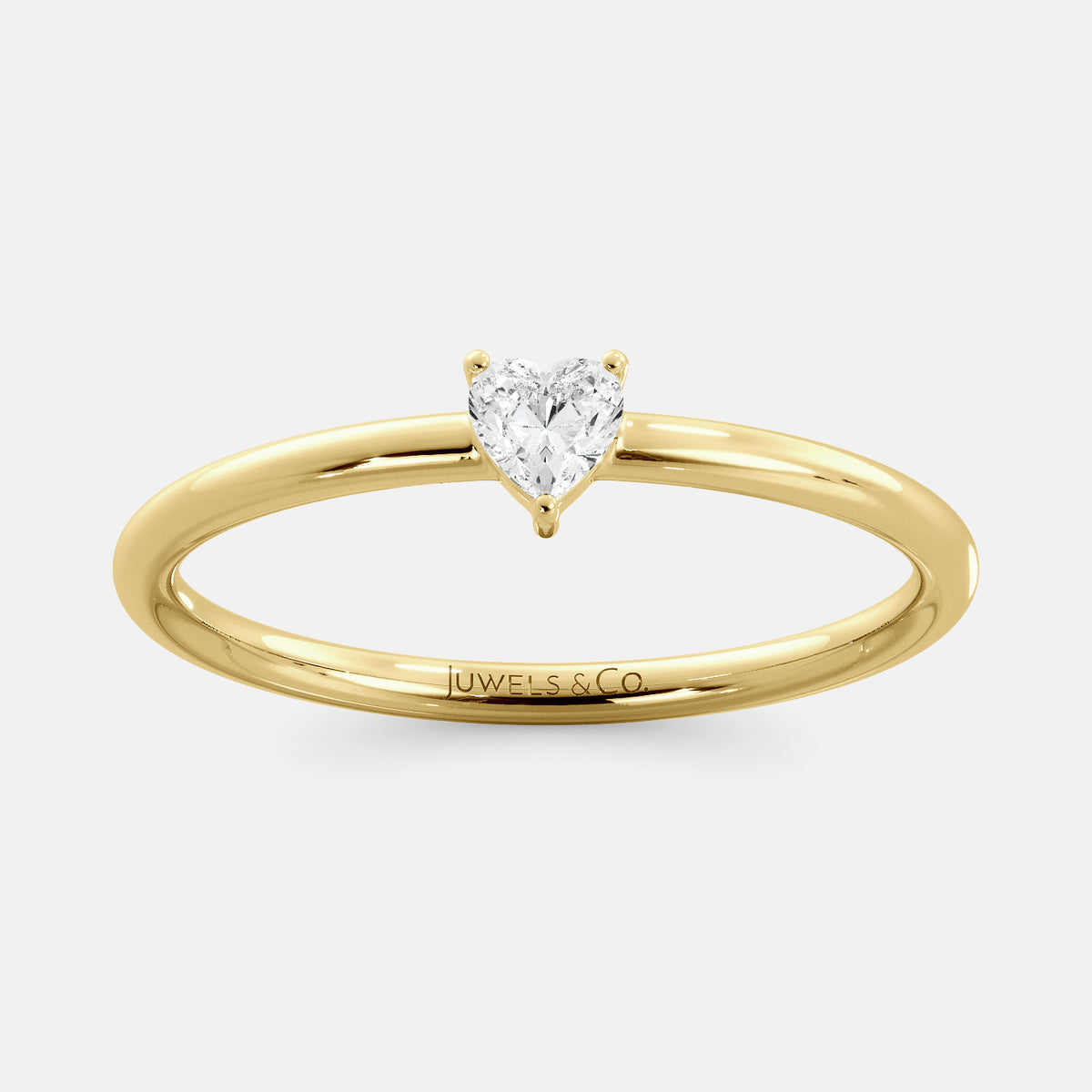 14K Yellow Gold 1/3ct Diamond Heart Ring Size 6.5 - Colonial Trading Company