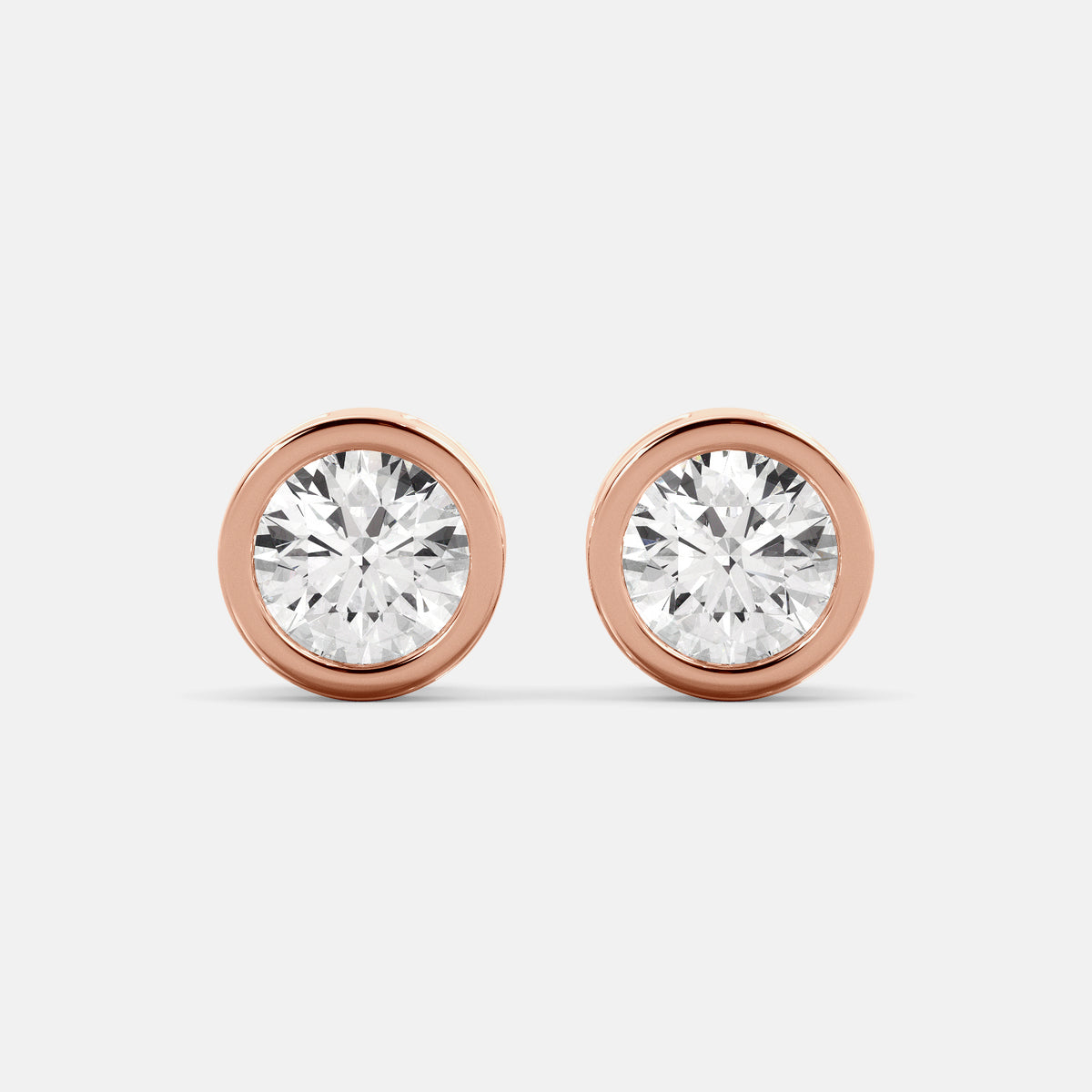 Round Diamond Bezel Stud Earrings