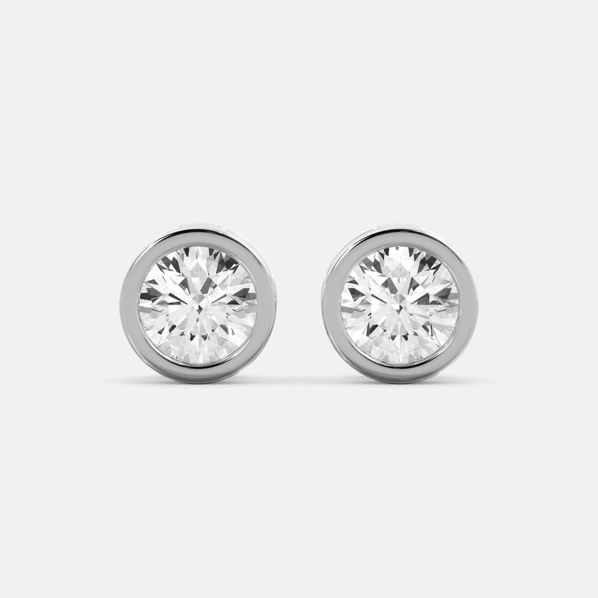 Round Diamond Bezel Stud Earrings