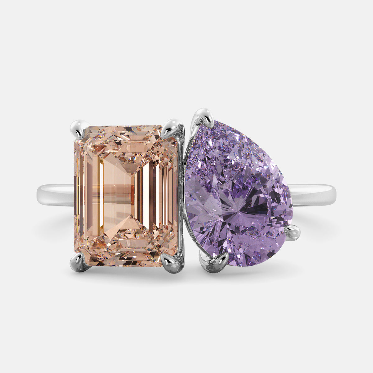 Morganite Toi et Moi Ring
