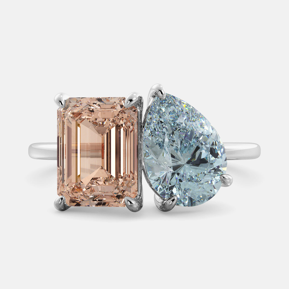 Morganite Toi et Moi Ring