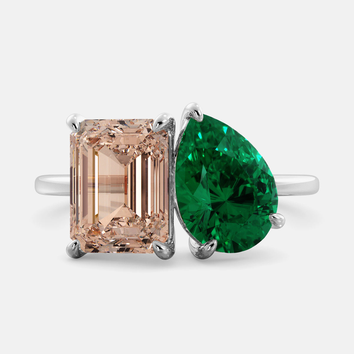 Morganite Toi et Moi Ring