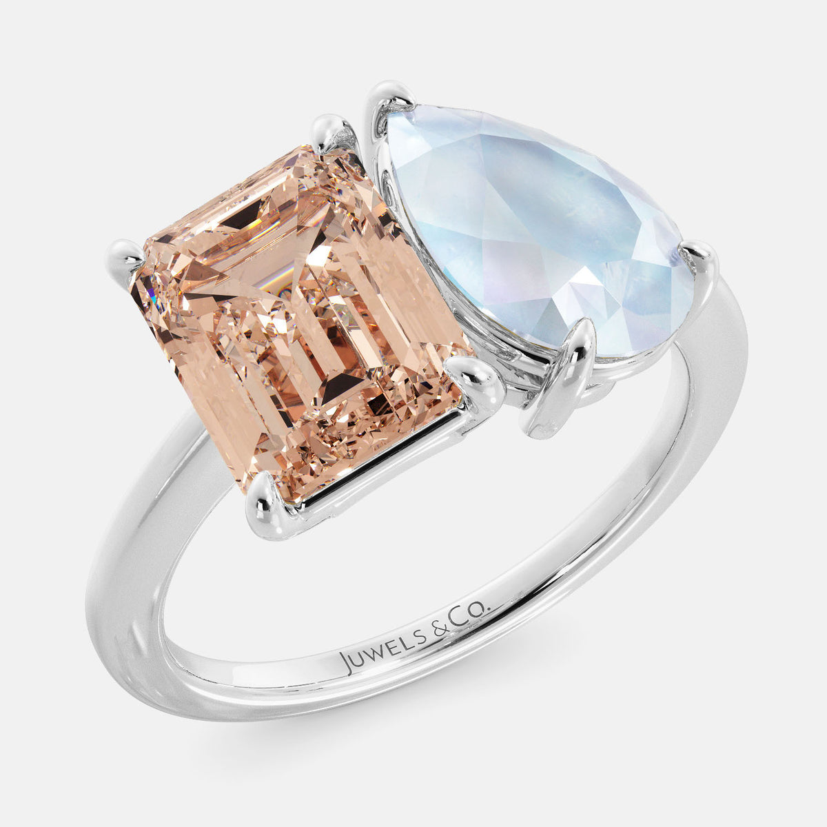 Morganite Toi et Moi Ring