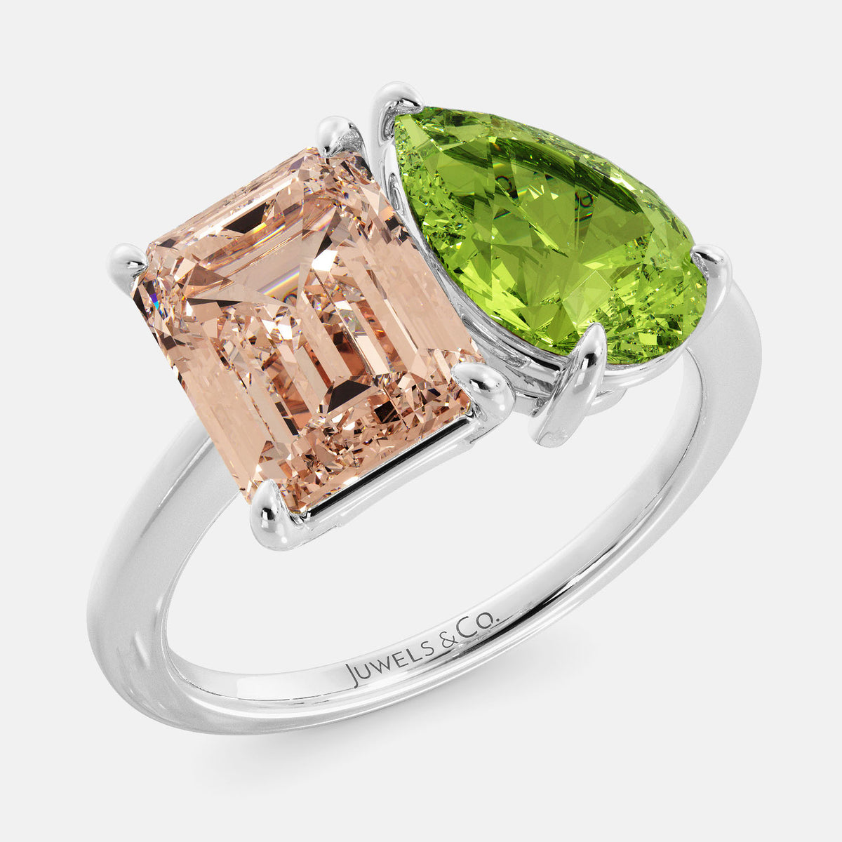 Morganite Toi et Moi Ring