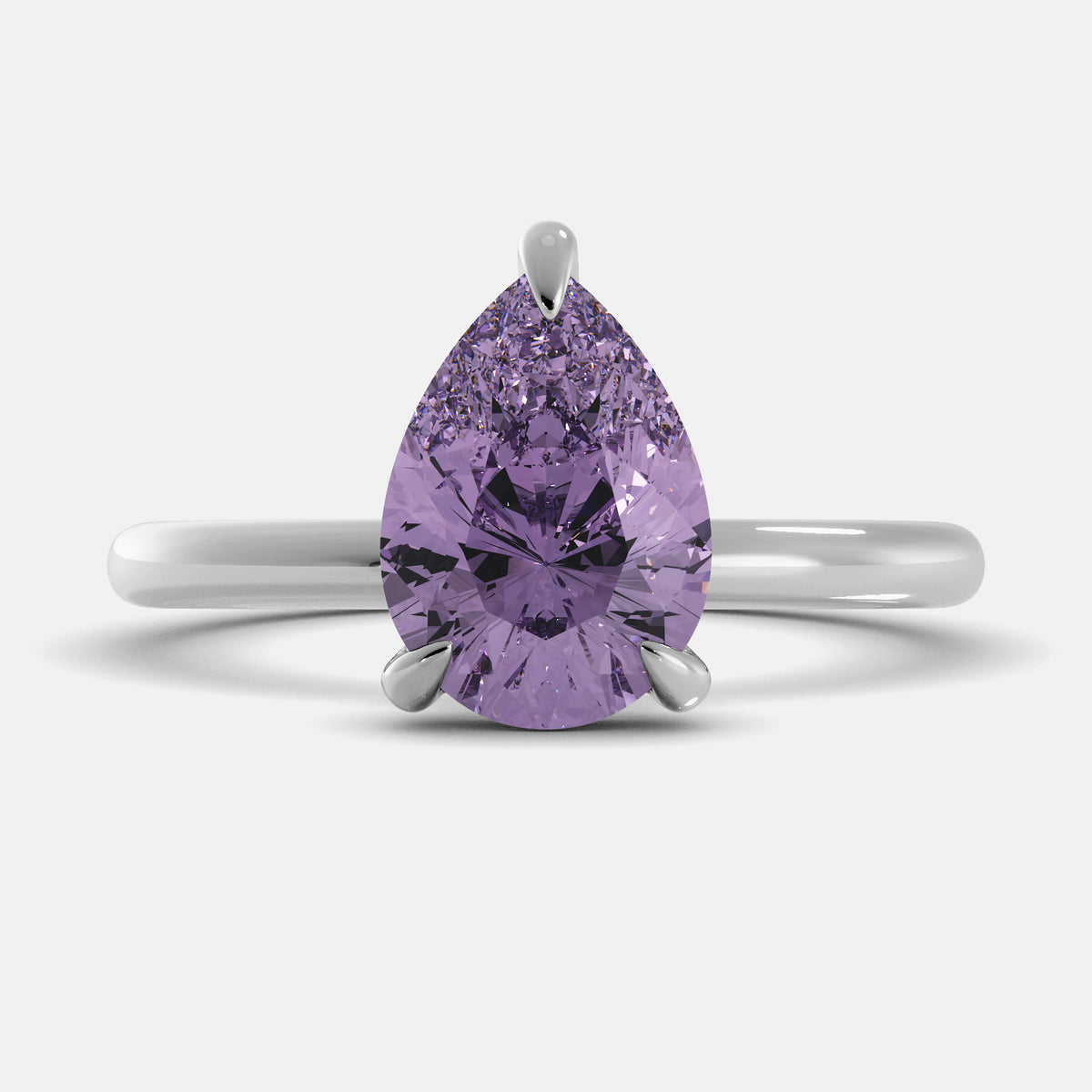 Pink Sapphire Pear-Cut Birthstone Solitaire Ring