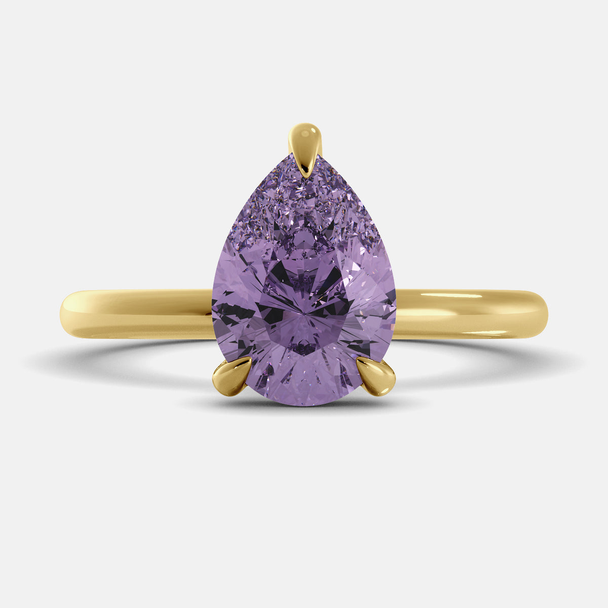 Amethyst Pear-Cut Birthstone Solitaire Ring