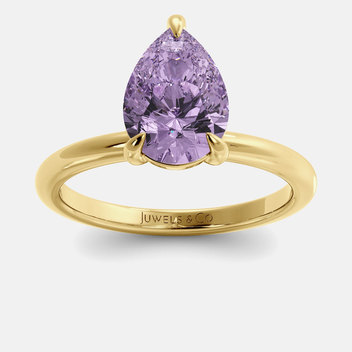 Pink Sapphire Pear-Cut Birthstone Solitaire Ring