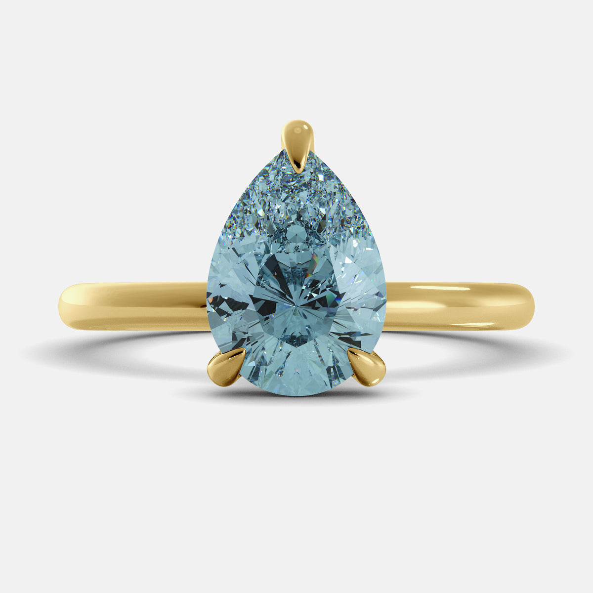 Blue Sapphire Pear-Cut Birthstone Solitaire Ring